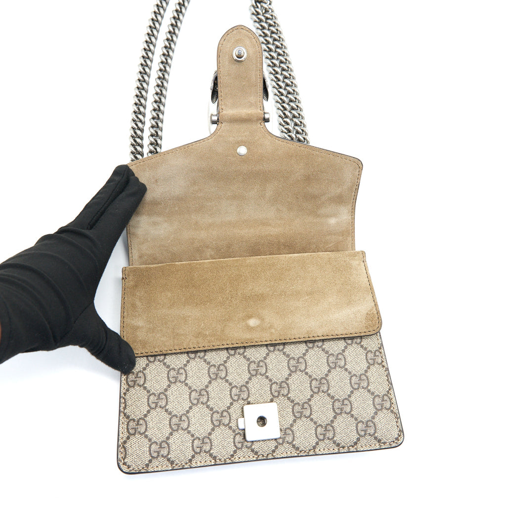 GUCCI DIONYSUS GG SUPREME MINI BAG IN BEIGE