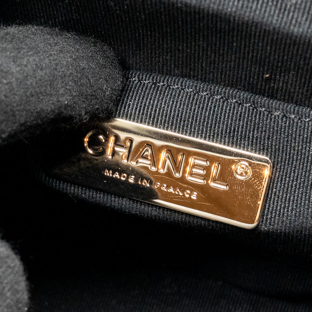 CHANEL FLAP VANITY WITH CHAIN LAMBSKIN BLACK LGWH (MICROCHIP)