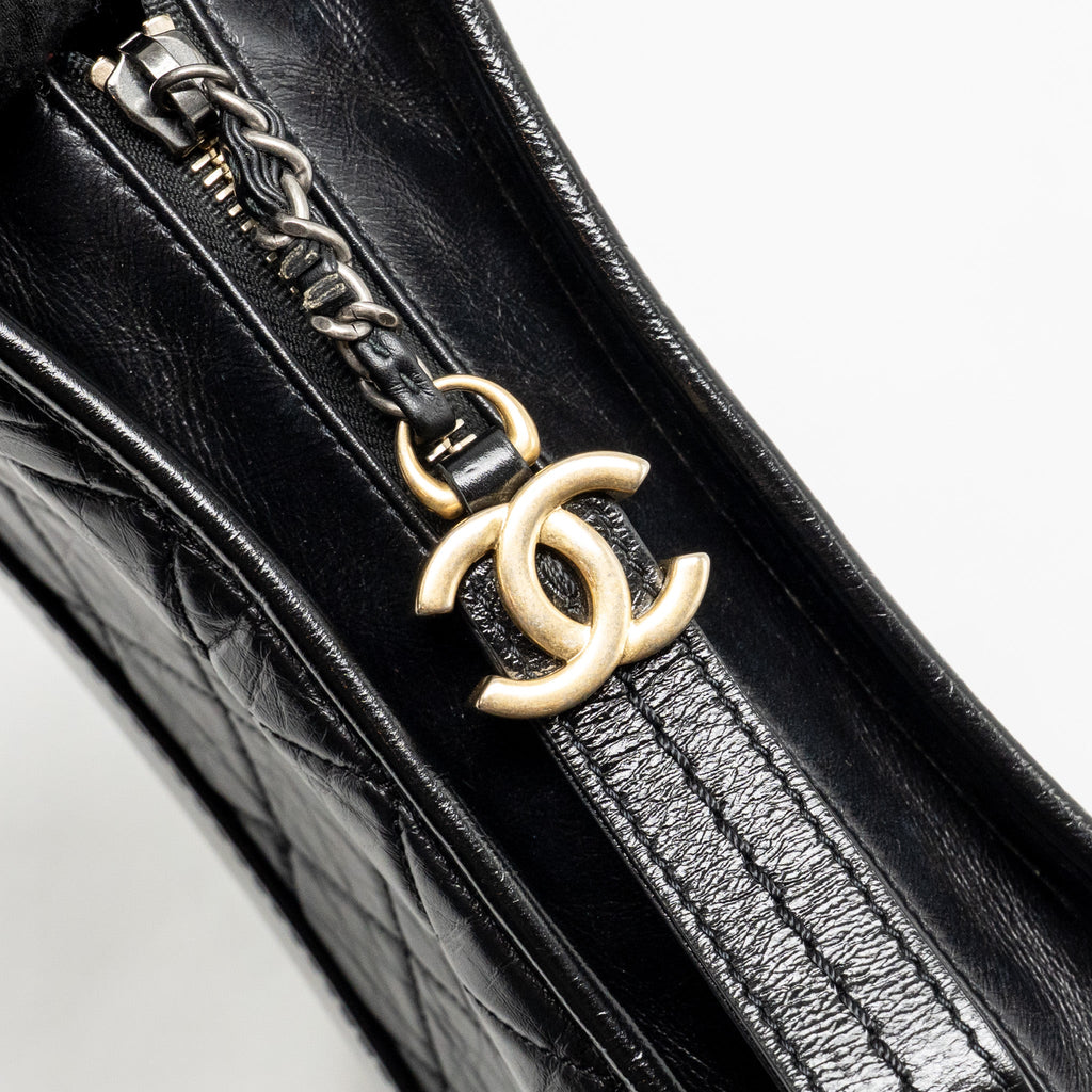CHANEL SMALL GABRIELLE HOBO BAG CALFSKIN BLACK MULTICOLOR HARDWARE