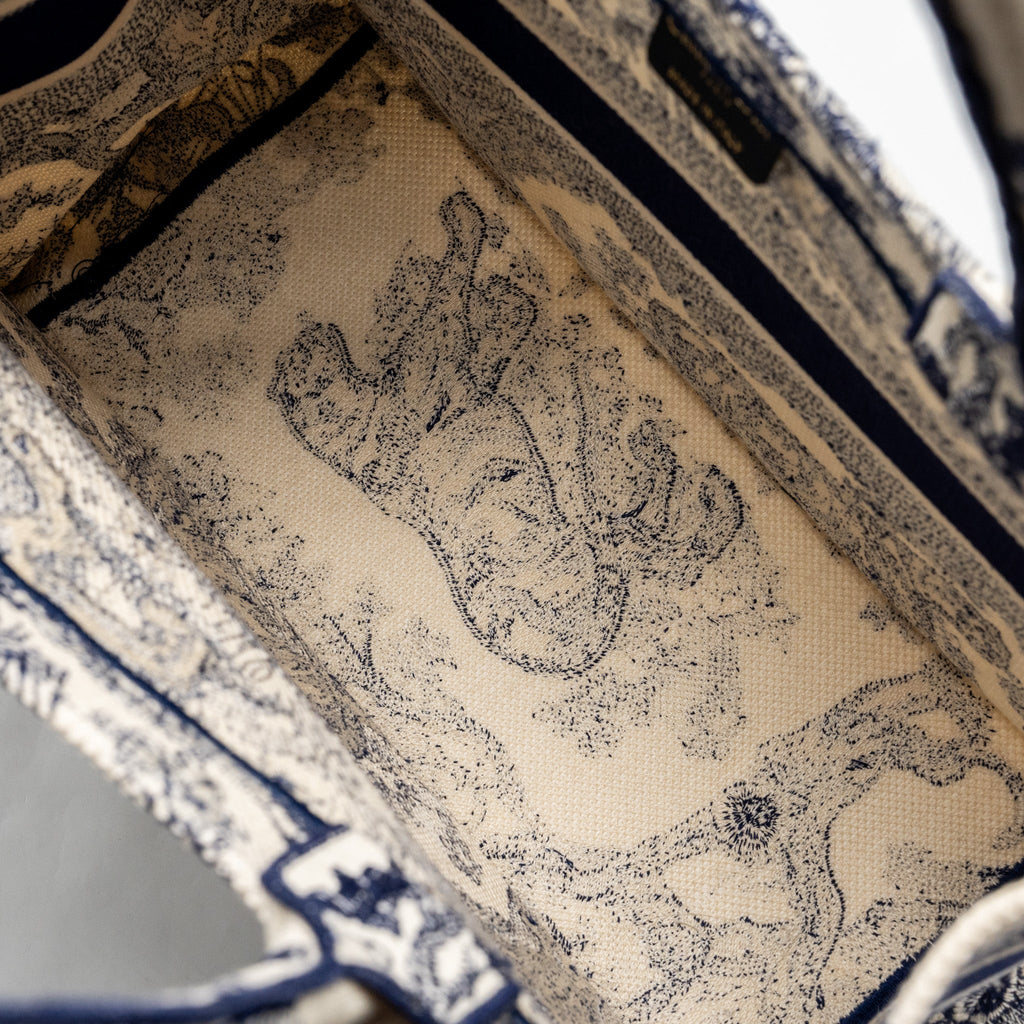 DIOR MEDIUM BOOK TOTE BLUE TOILE DE JOUY EMBROIDERY CANVAS