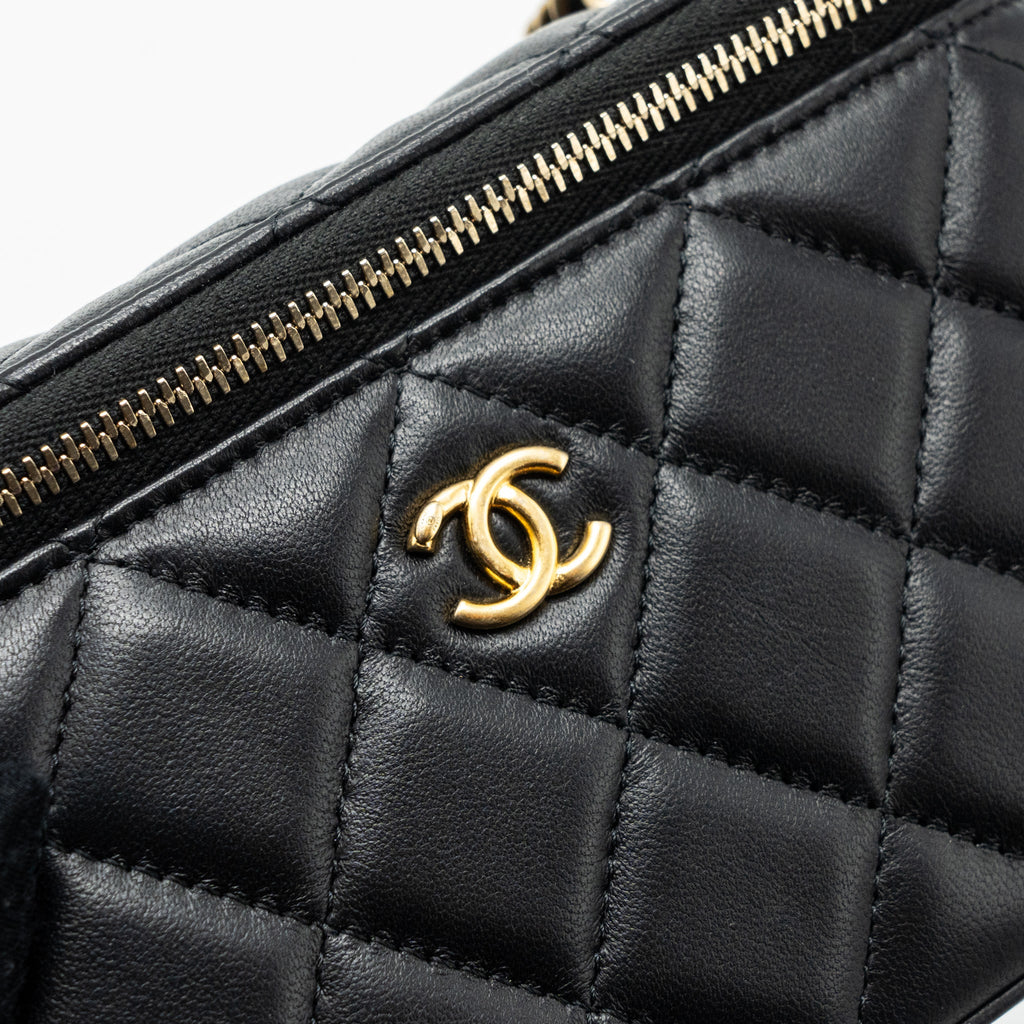 CHANEL PEARL CRUSH LONG VANITY LAMBSKIN BLACK GHW (MICROCHIP)