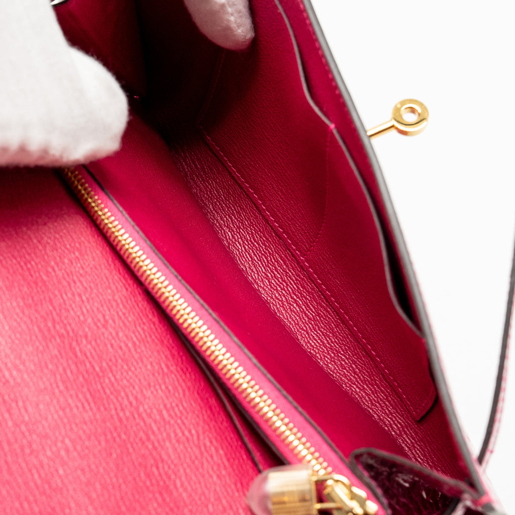 HERMES KELLY TO GO SHINY ALLIGATOR MISSISSIPPIENSIS ROSE MEXICO GHW