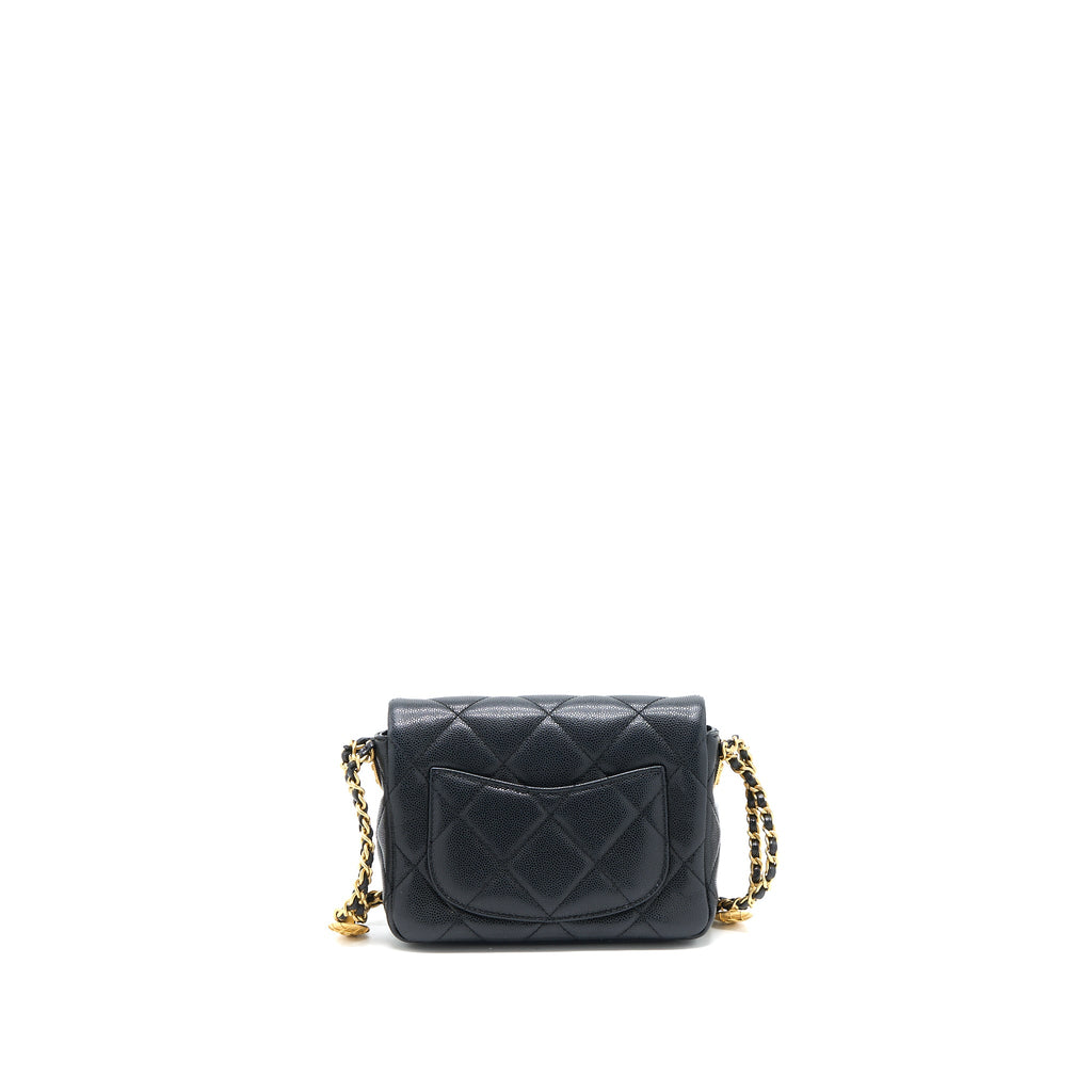 CHANEL 22A SQUARE FLAP BAG CAVIAR BLACK GHW (MICROCHIP)