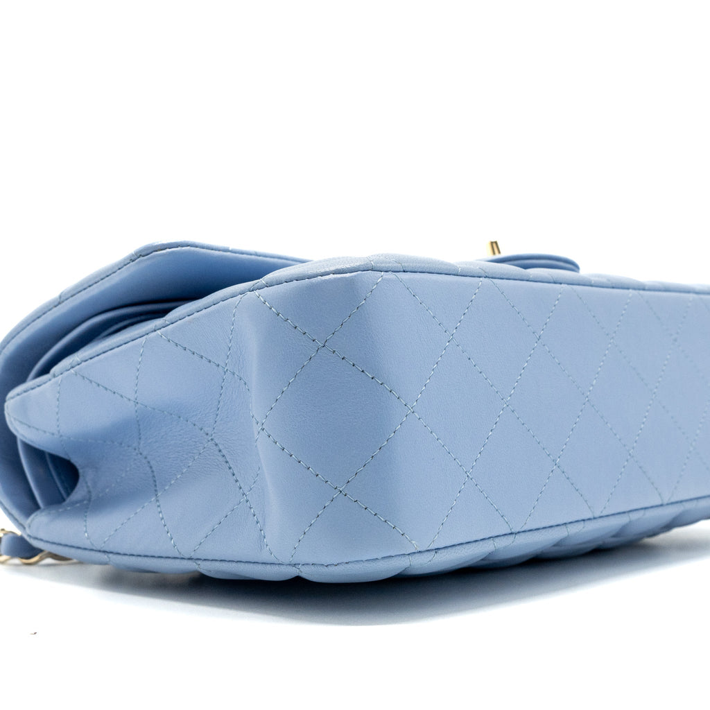 CHANEL MEDIUM CLASSIC DOUBLE FLAP BAG LAMBSKIN LIGHT BLUE LGHW