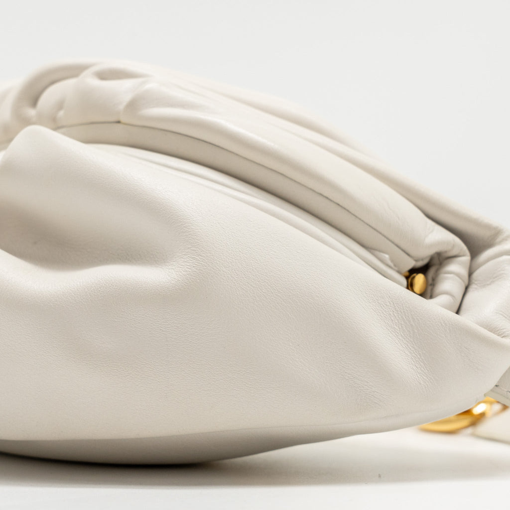 BOTTEGA VENETA THE BELT CHAIN POUCH BAG CALFSKIN WHITE GHW