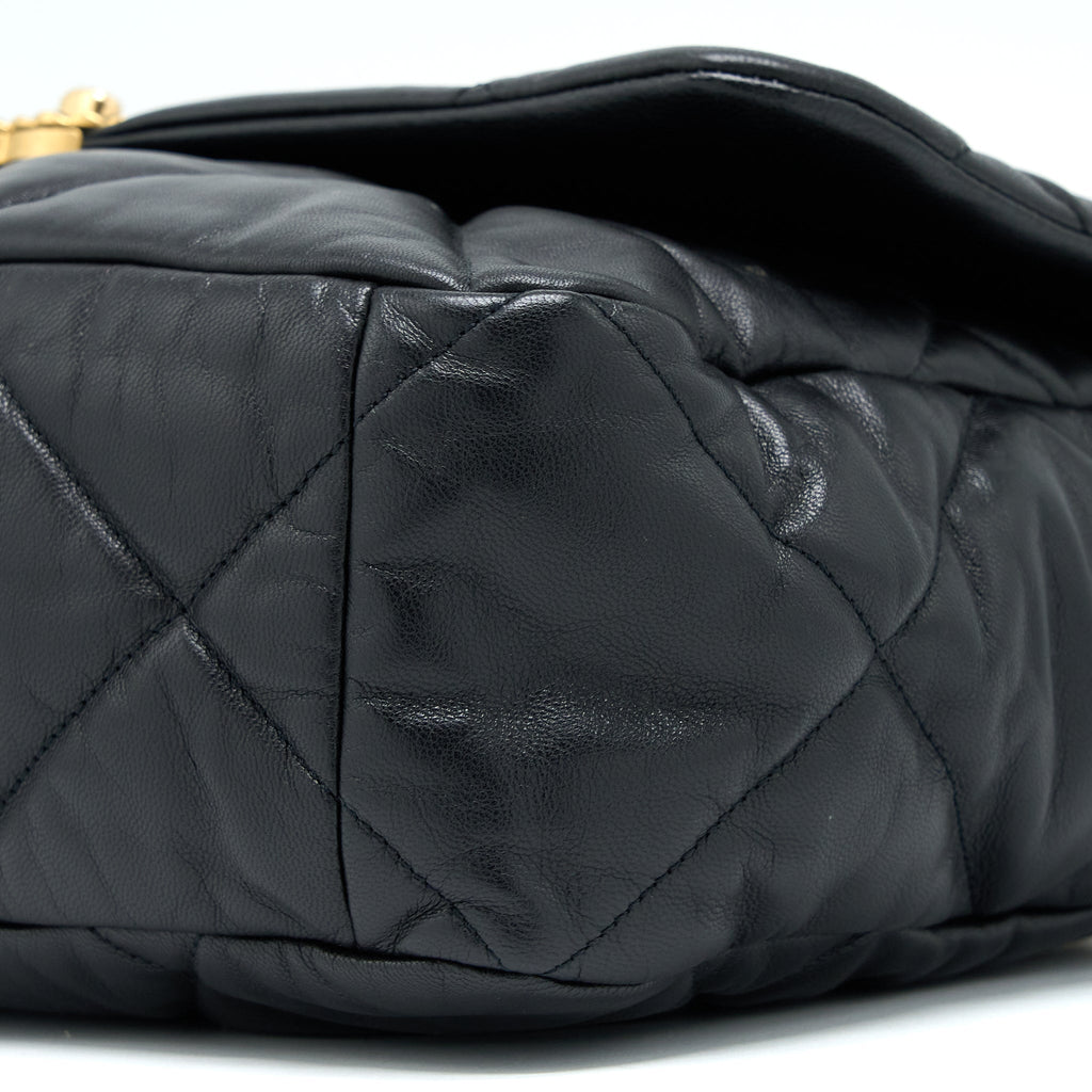 CHANEL MAXI 19 BAG GOATSKIN BLACK MULTICOLOUR HARDWARE