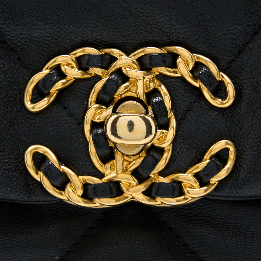 CHANEL MAXI 19 BAG GOATSKIN BLACK MULTICOLOUR HARDWARE