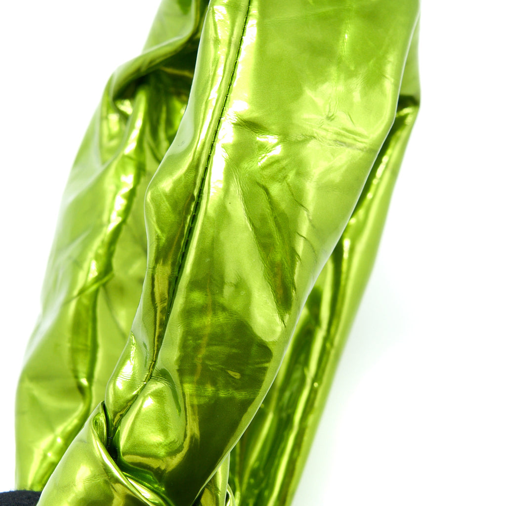 BOTTEGA VENETA MINI JODIE KNOTTED METALLIC GREEN SHW