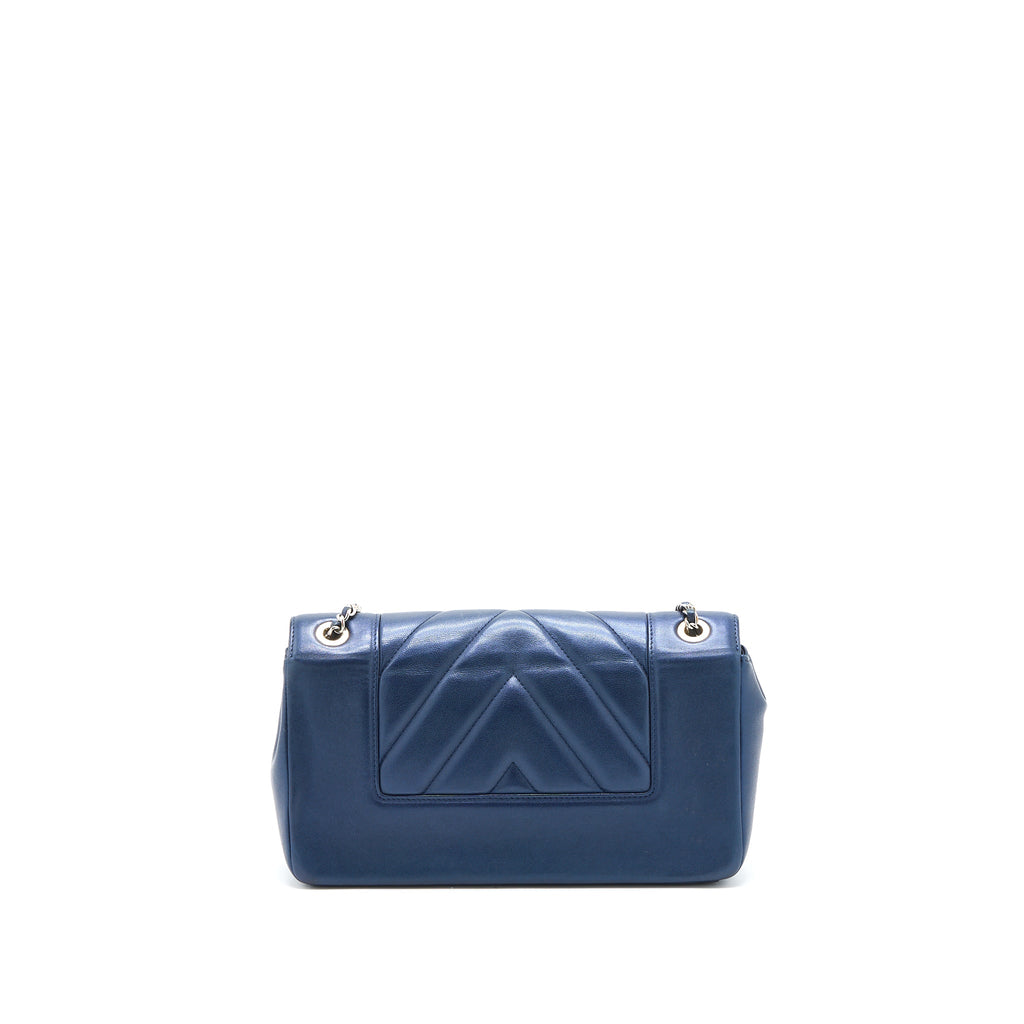 CHANEL MADEMOISELLE FLAP BAG LAMBSKIN NAVY SHW