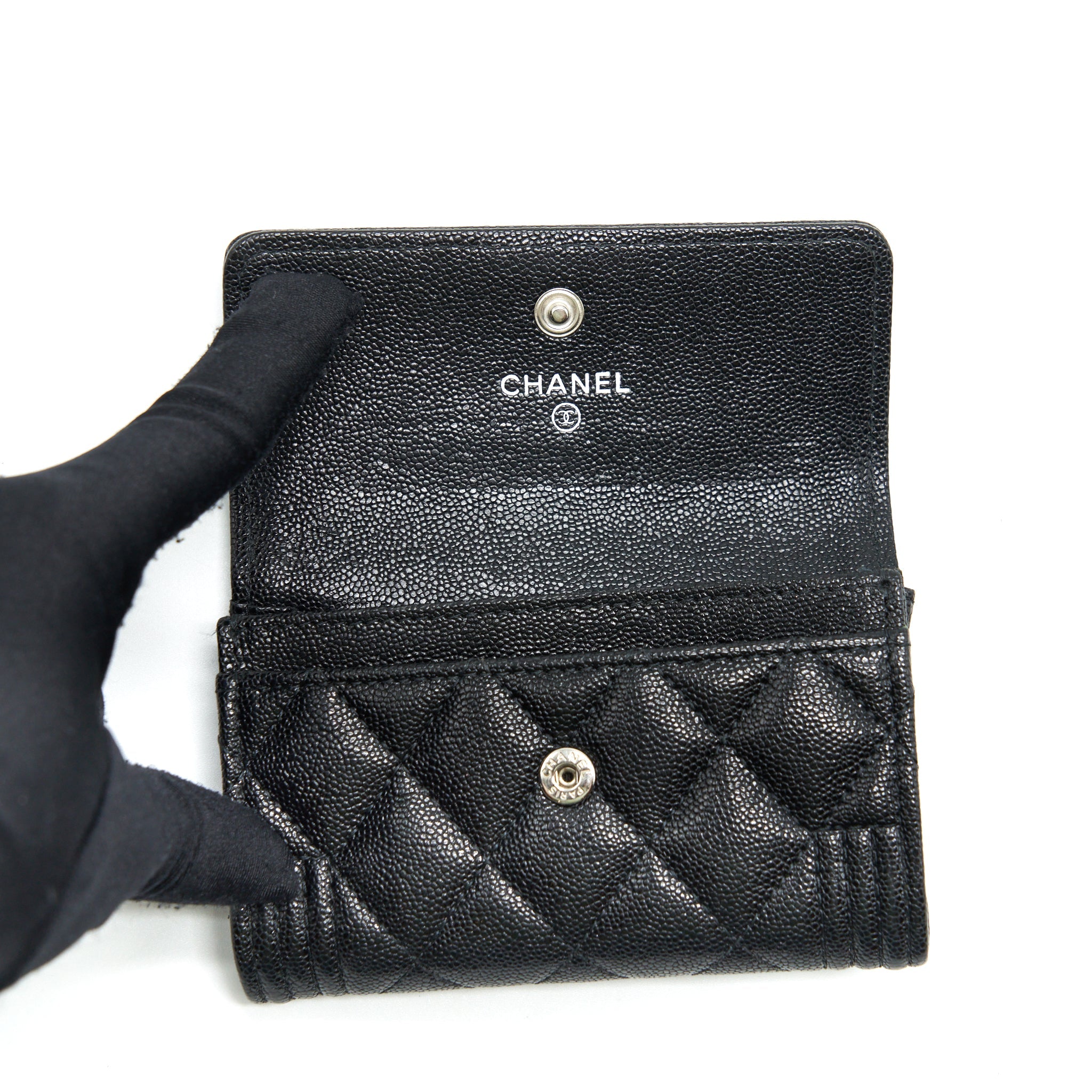 CHANEL BOY CARD HOLDER CAVIAR BLACK SHW