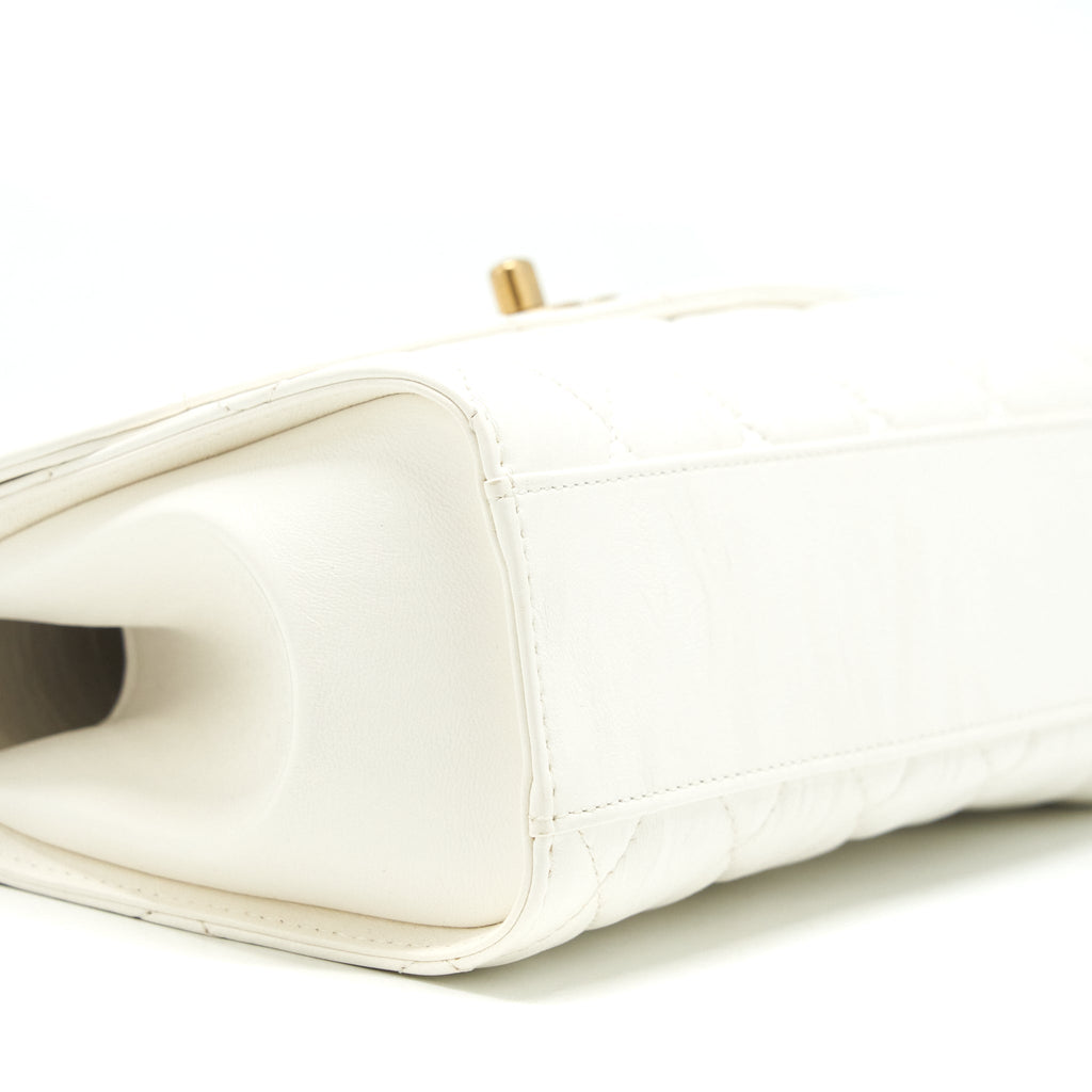 CHANEL SEASONAL FLAP BAG LAMBSKIN WHITE GHW