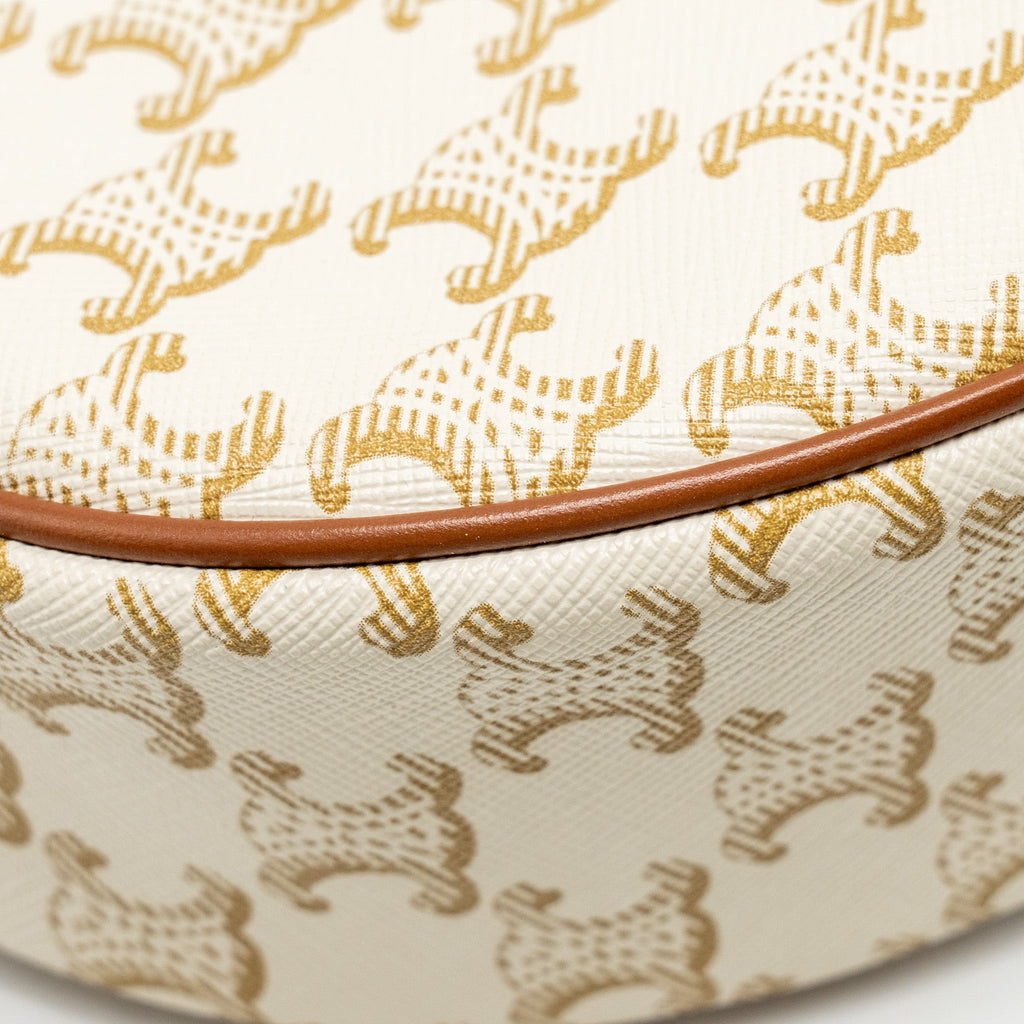 CELINE MEDIUM AVA BAG TRIOMPHE CANVAS/CALFSKIN WHITE/BROWN GHW