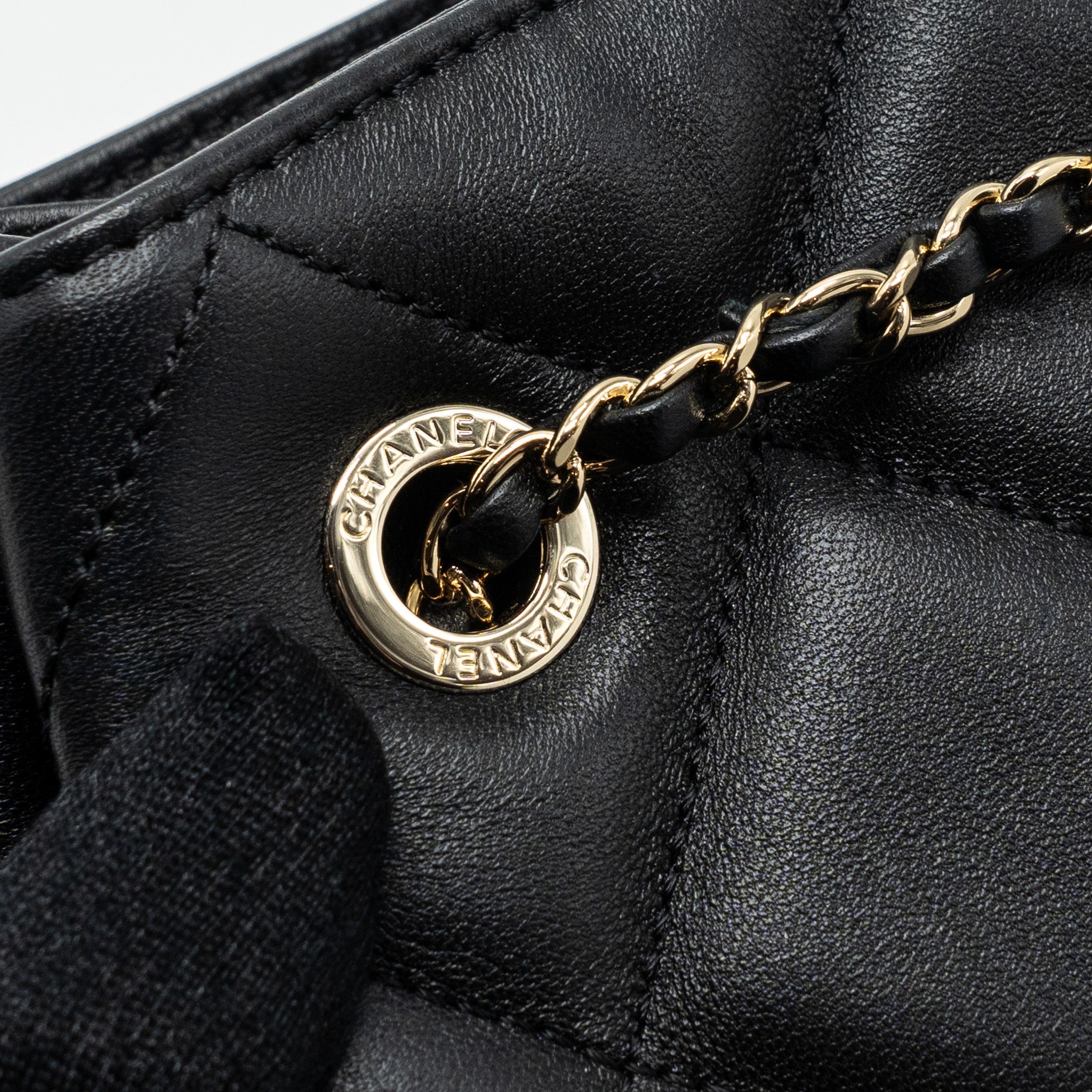 CHANEL DRAWSTRING BUCKET BAG CALFSKIN BLACK LGHW