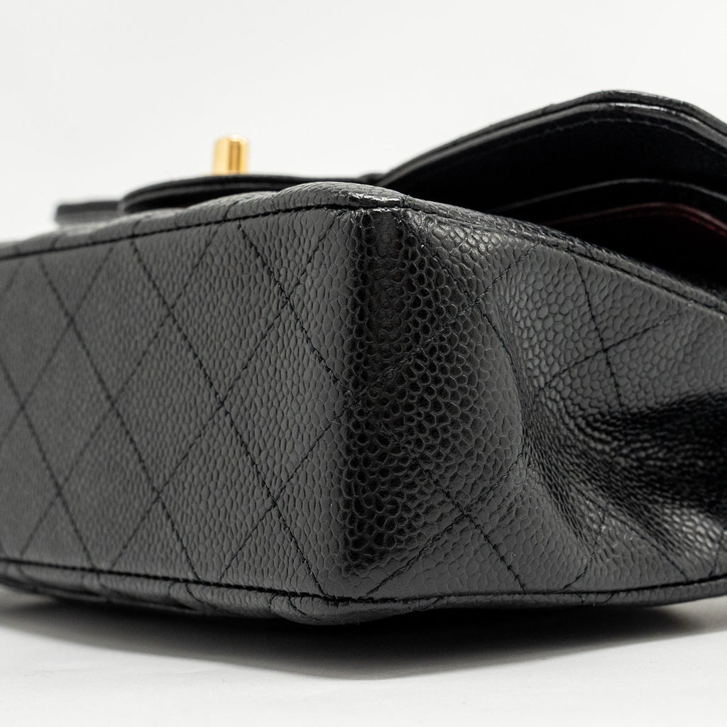 CHANEL SMALL CLASSIC DOUBLE FLAP BAG CAVIAR BLACK GHW (MICROCHIP)