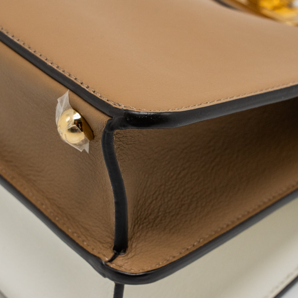 FENDI SMALL PEEKABOO ISEEU BAG NAPA LEATHER WHITE/BEIGE GHW