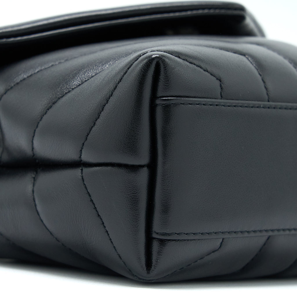 SAINT LAURENT LOULOU TOY STRAP BAG CALFSKIN BLACK SHW