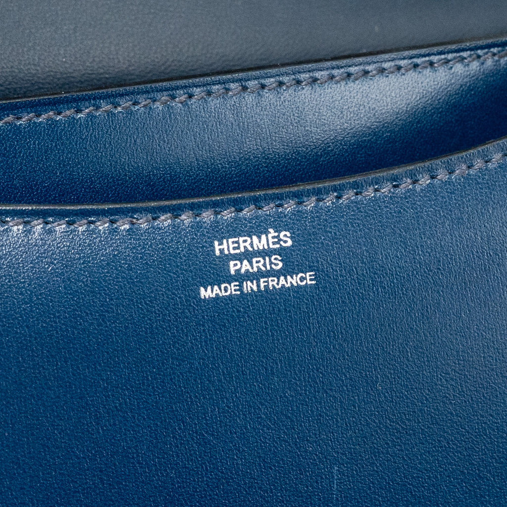 HERMES MINI CONSTANCE BOX LEATHER BLUE DE PERUSES SHW