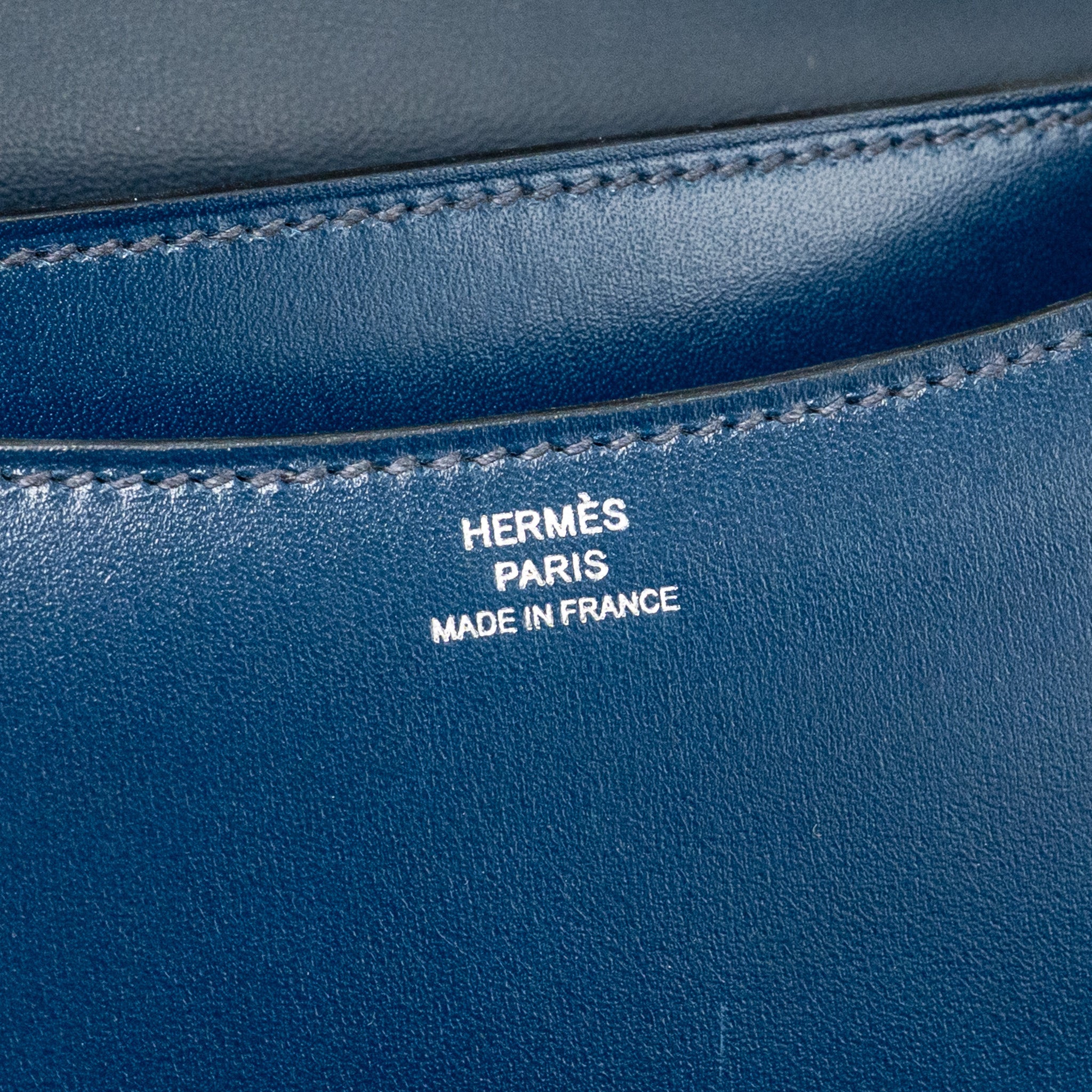 HERMES MINI CONSTANCE BOX LEATHER BLUE DE PERUSES SHW