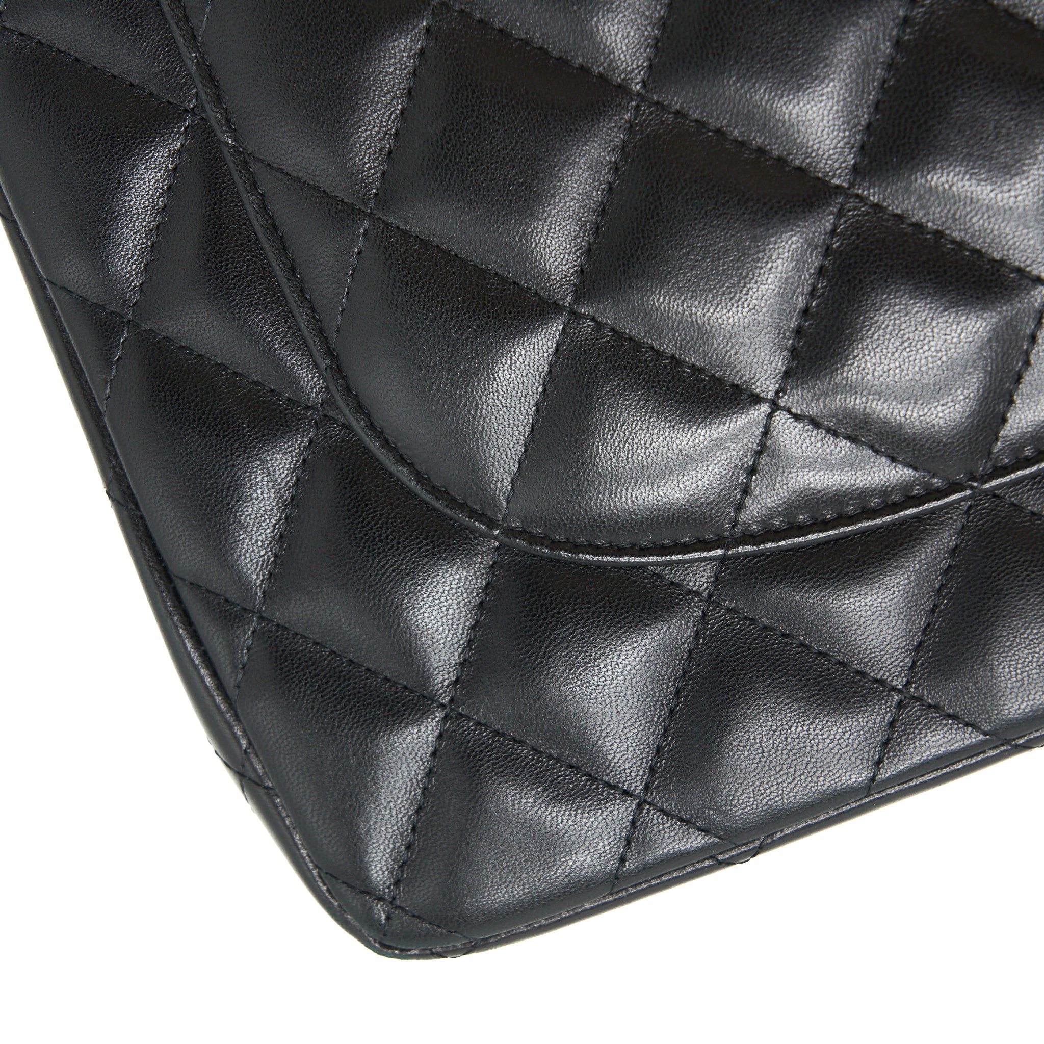 CHANEL CLASSIC JUMBO DOUBLE FLAP BAG LAMBSKIN BLACK SHW