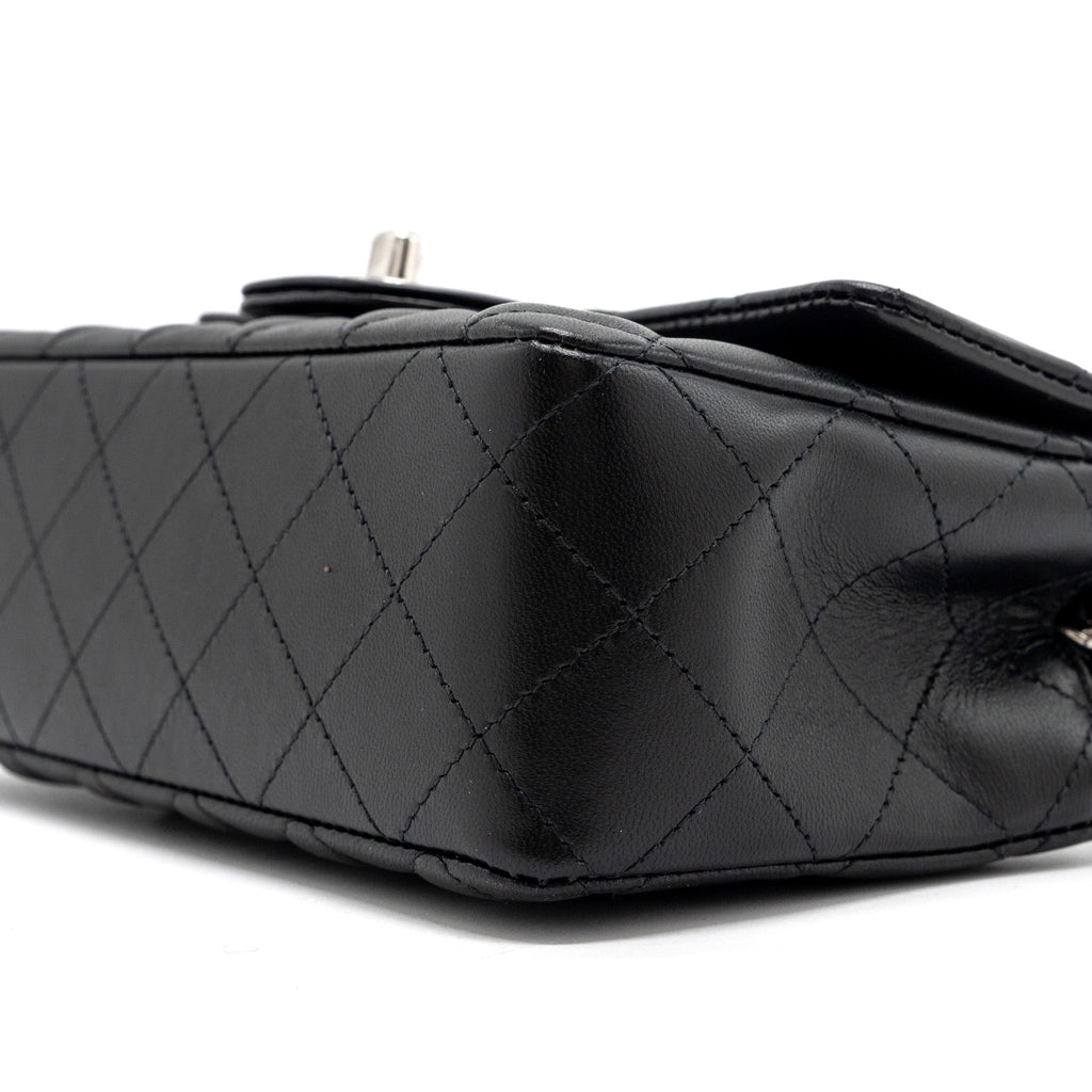 CHANEL CLASSIC MINI RECTANGULAR FLAP BAG LAMBSKIN BLACK SHW (MICROCHIP)