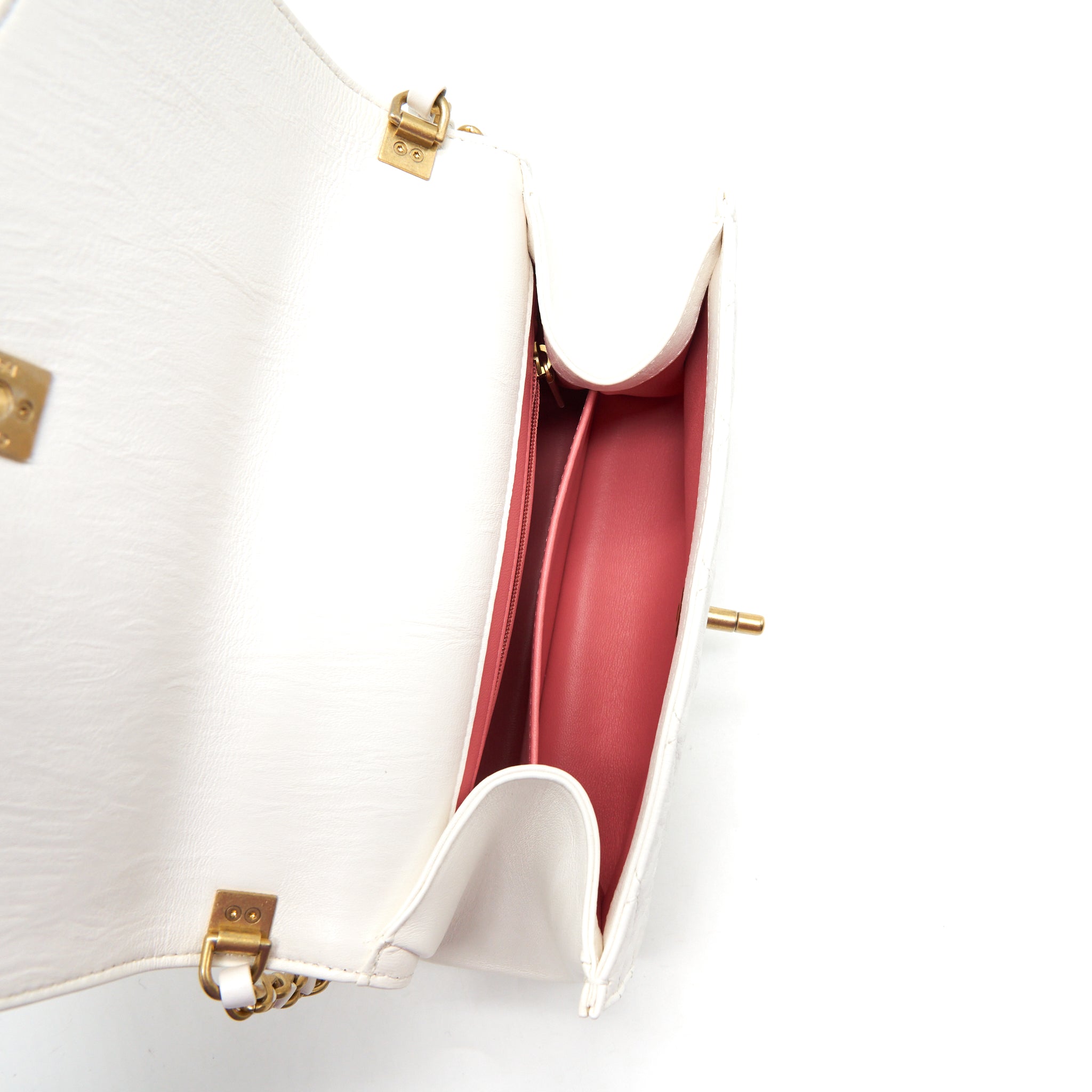CHANEL SEASONAL FLAP BAG LAMBSKIN WHITE GHW