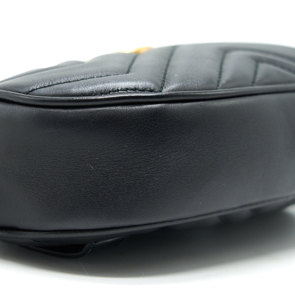 GUCCI GG MARMONT MATELASSE LEATHER BELT BAG IN BLACK 85CM