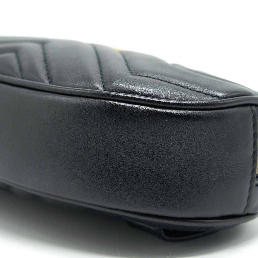 GUCCI GG MARMONT MATELASSE LEATHER BELT BAG IN BLACK 85CM