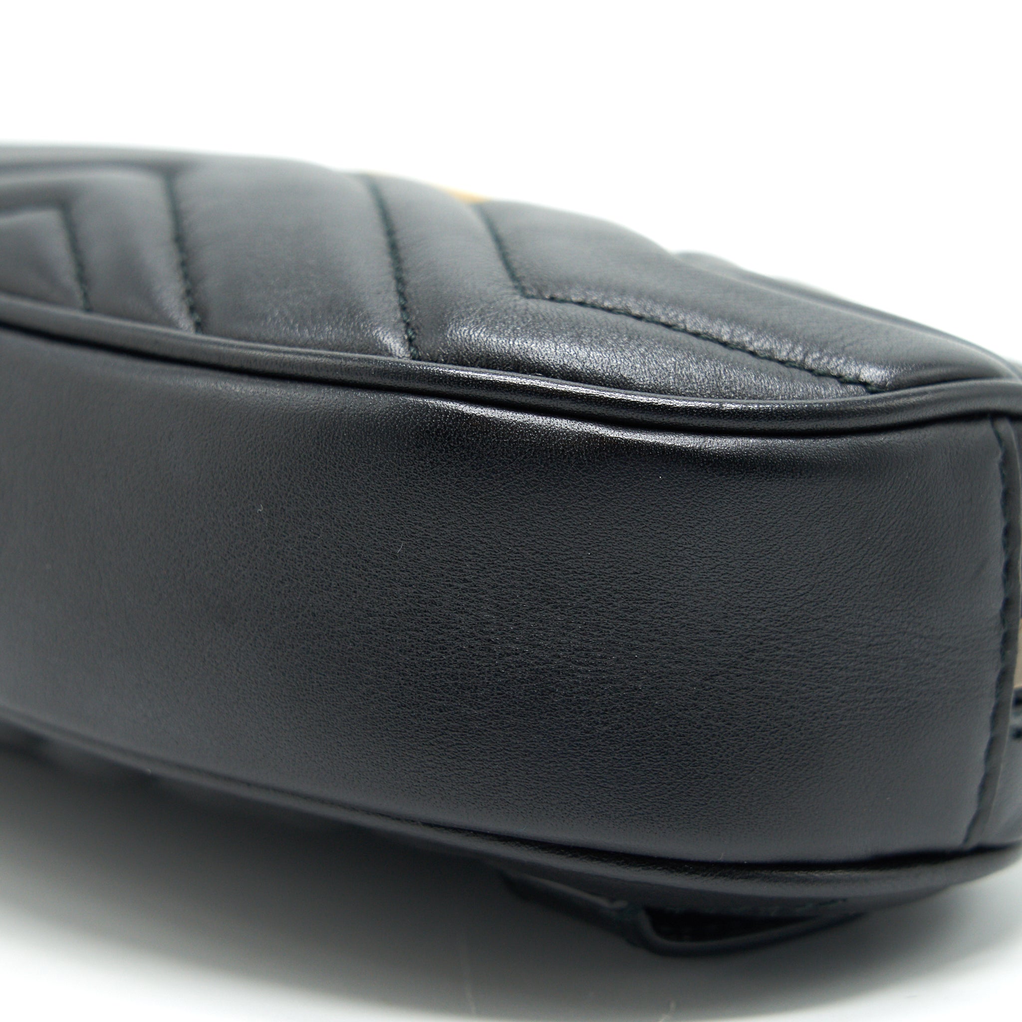 GUCCI GG MARMONT MATELASSE LEATHER BELT BAG IN BLACK 85CM