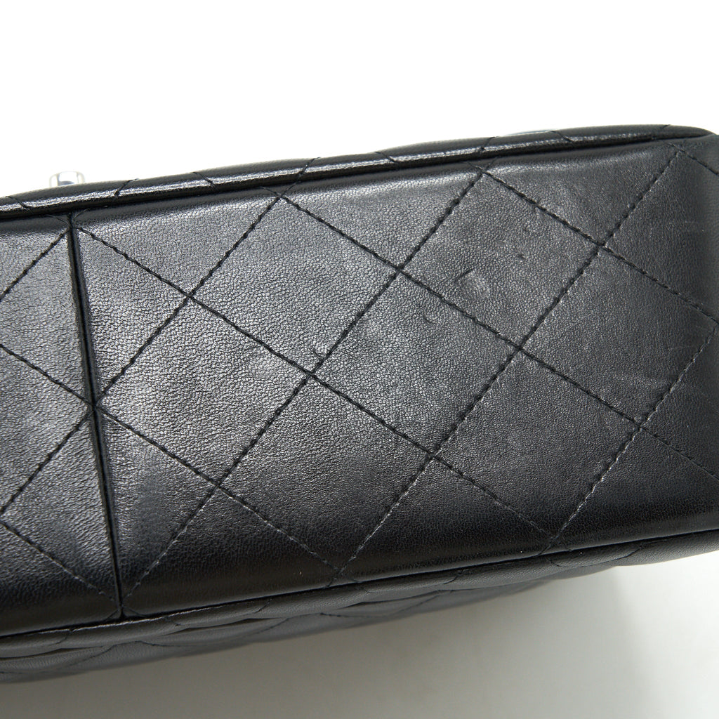 CHANEL CLASSIC JUMBO DOUBLE FLAP BAG LAMBSKIN BLACK SHW