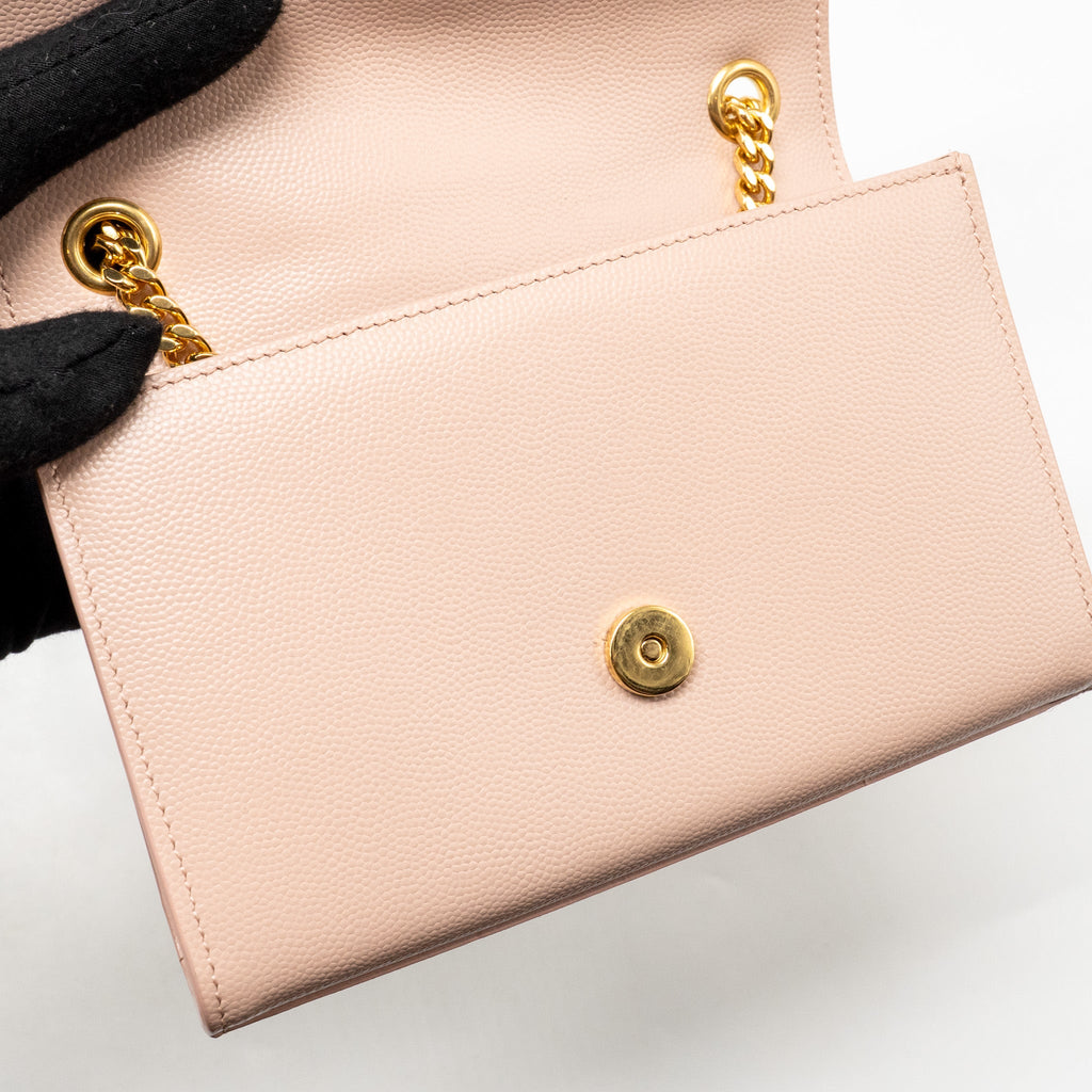 SAINT LAURENT/YSL SMALL SHOULDER BAG GRAINED CALFSKIN PALE PINK GHW