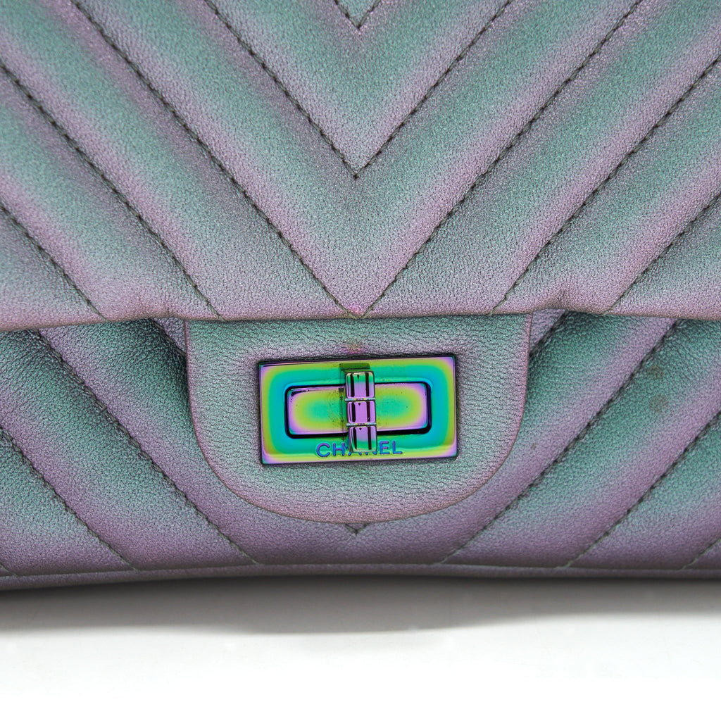 CHANEL 2.55 225 REISSUE FLAP BAG LAMBSKIN IRIDESCENT HARDWARE