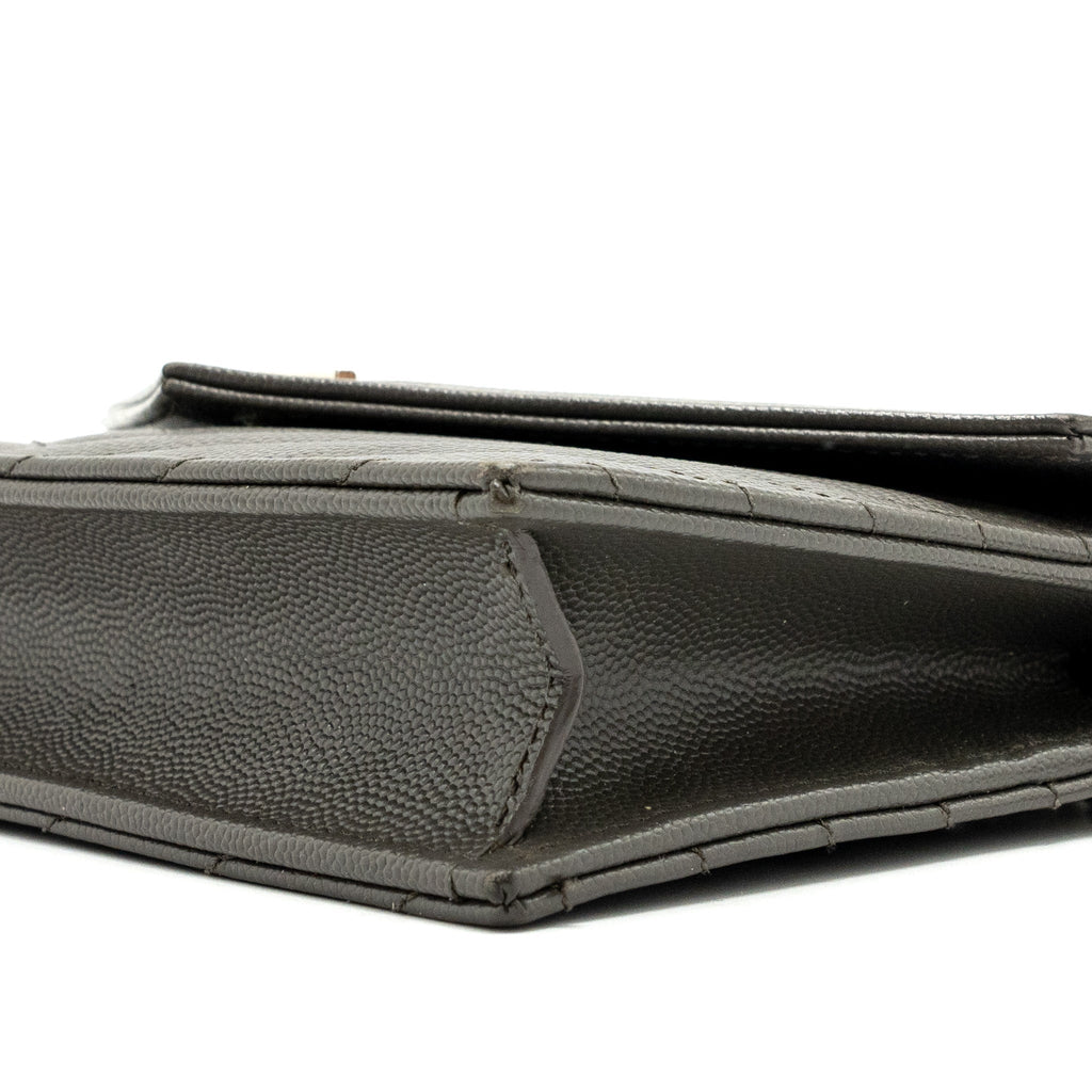 SAINT LAURENT/YSL ENVELOP CHAIN BAG CALFSKIN GREY SHW