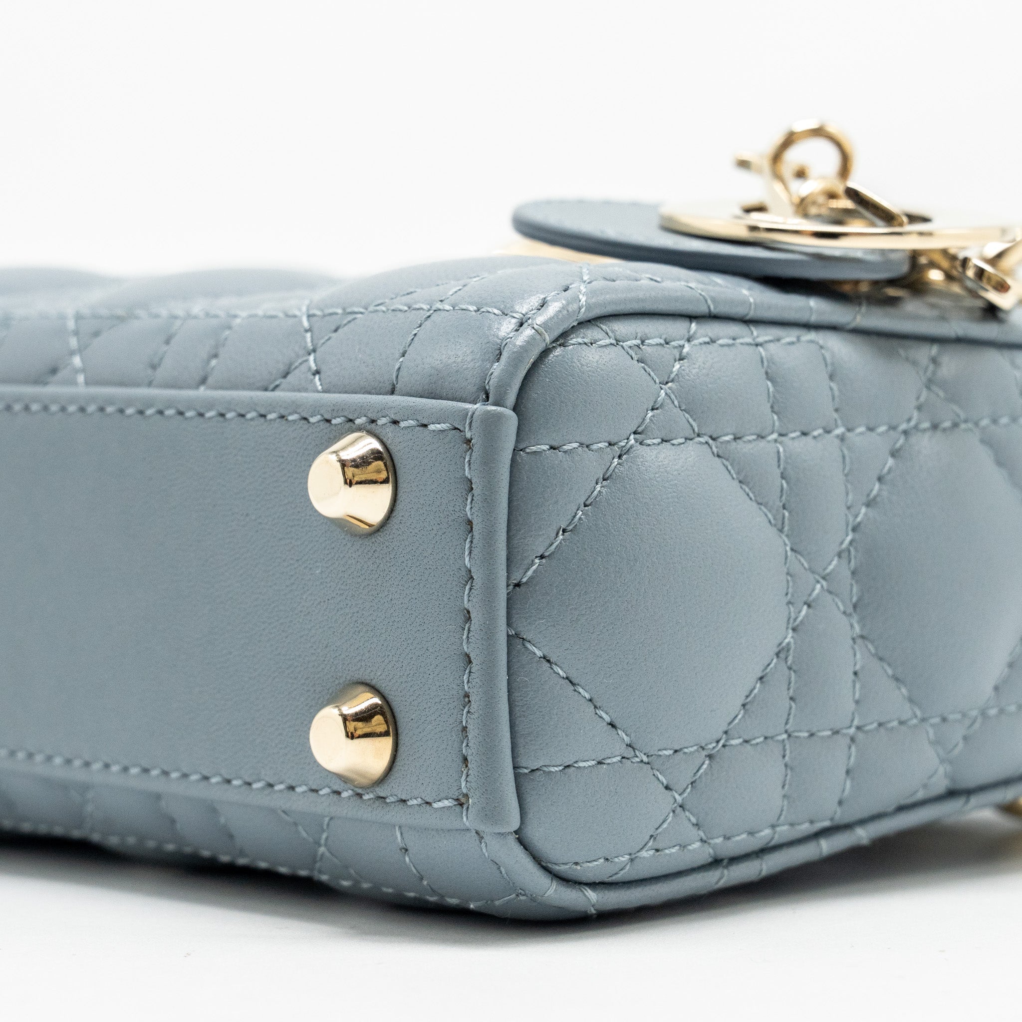 DIOR LADY DIOR MICRO BAG LAMBSKIN CLOUD BLUE LGHW