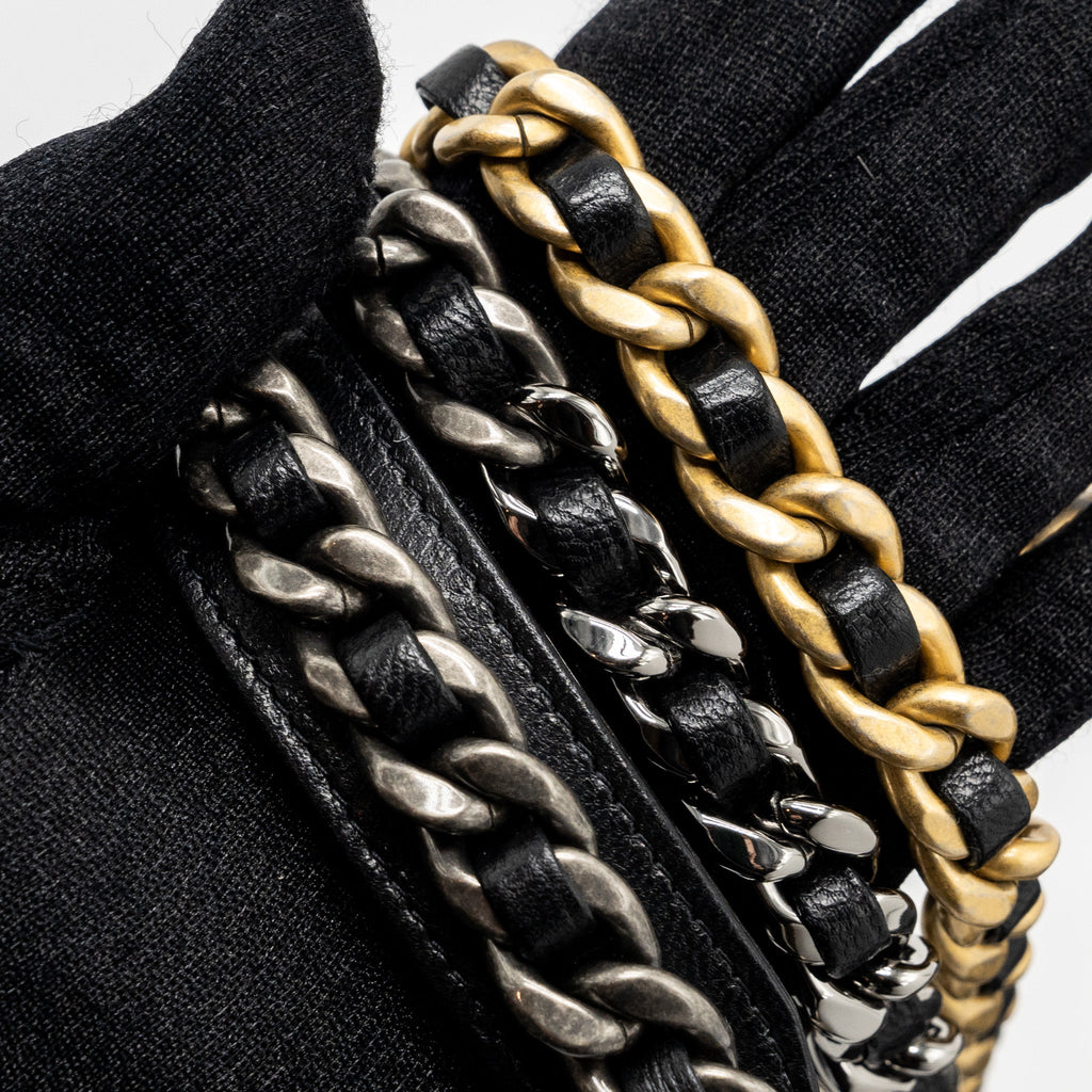 CHANEL 19 WALLET ON CHAIN LAMBSKIN BLACK MULTICOLOR HARDWARE