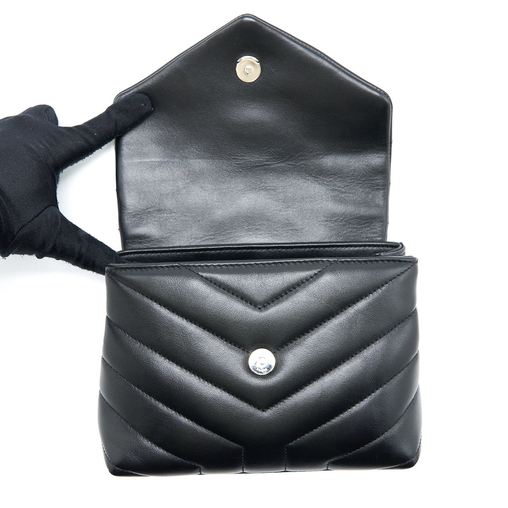 SAINT LAURENT LOULOU TOY STRAP BAG CALFSKIN BLACK SHW
