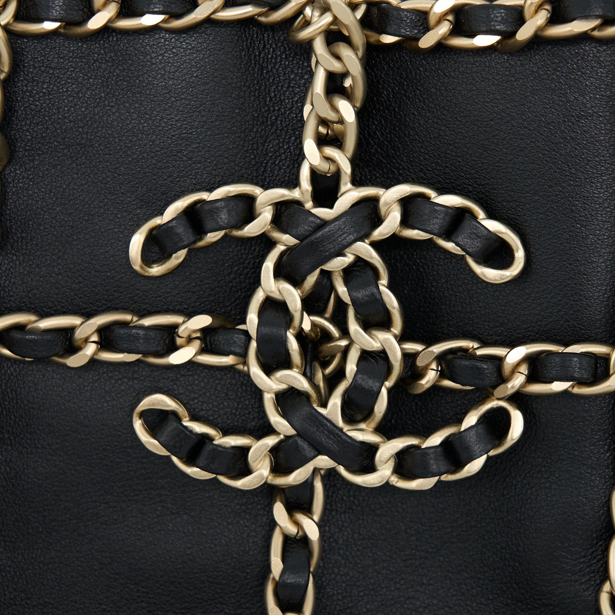 CHANEL CRUISE 2020 BLACK CHAINED TOTE BAG LAMBSKIN BLACK LGHW