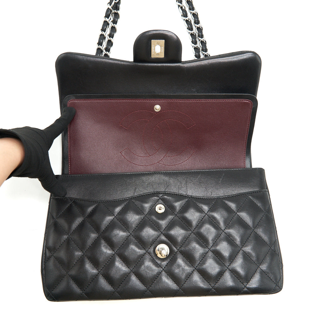 CHANEL CLASSIC JUMBO DOUBLE FLAP BAG LAMBSKIN BLACK SHW