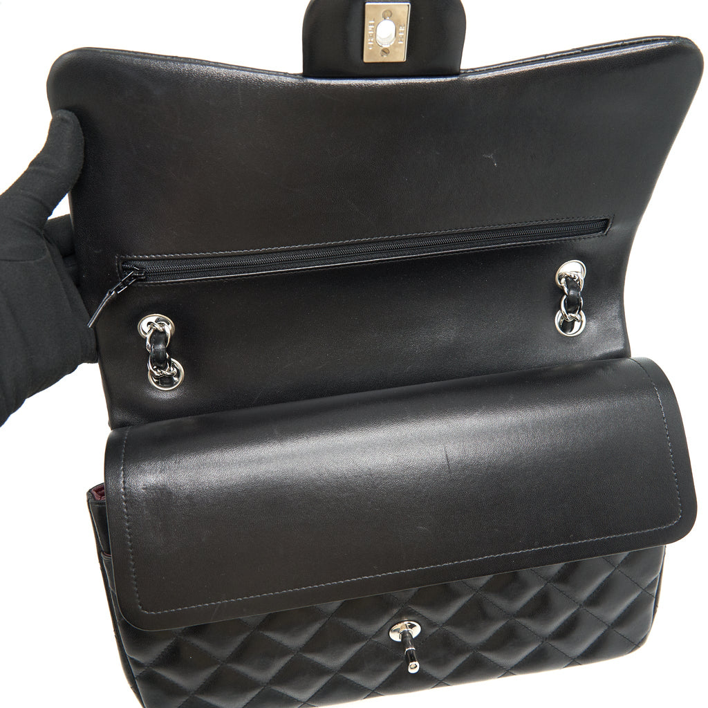 CHANEL CLASSIC JUMBO DOUBLE FLAP BAG LAMBSKIN BLACK SHW