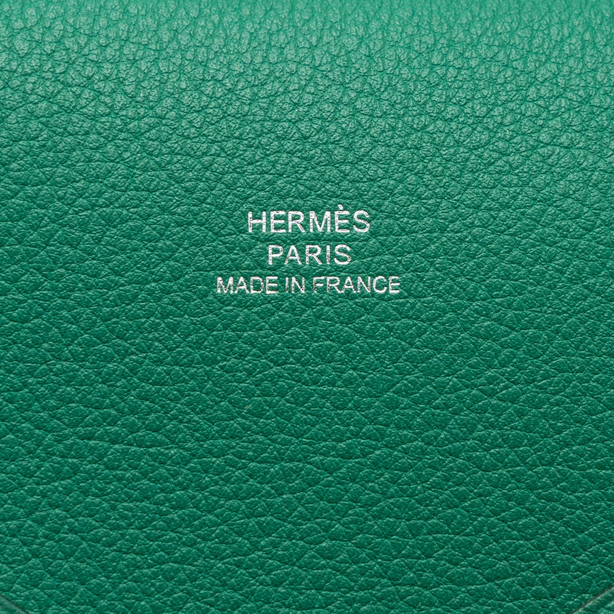 HERMES CALVI POCHETTE MM EVERCOLOR VERT VERTIGO/ VERT TITIEN SHW