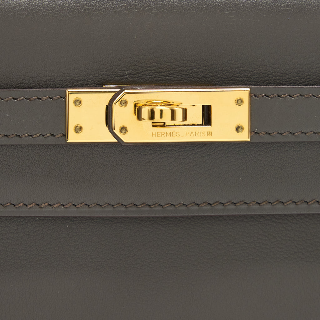 HERMES KELLY POCHETTE SWIFT 8F GRIS ETAIN GHW