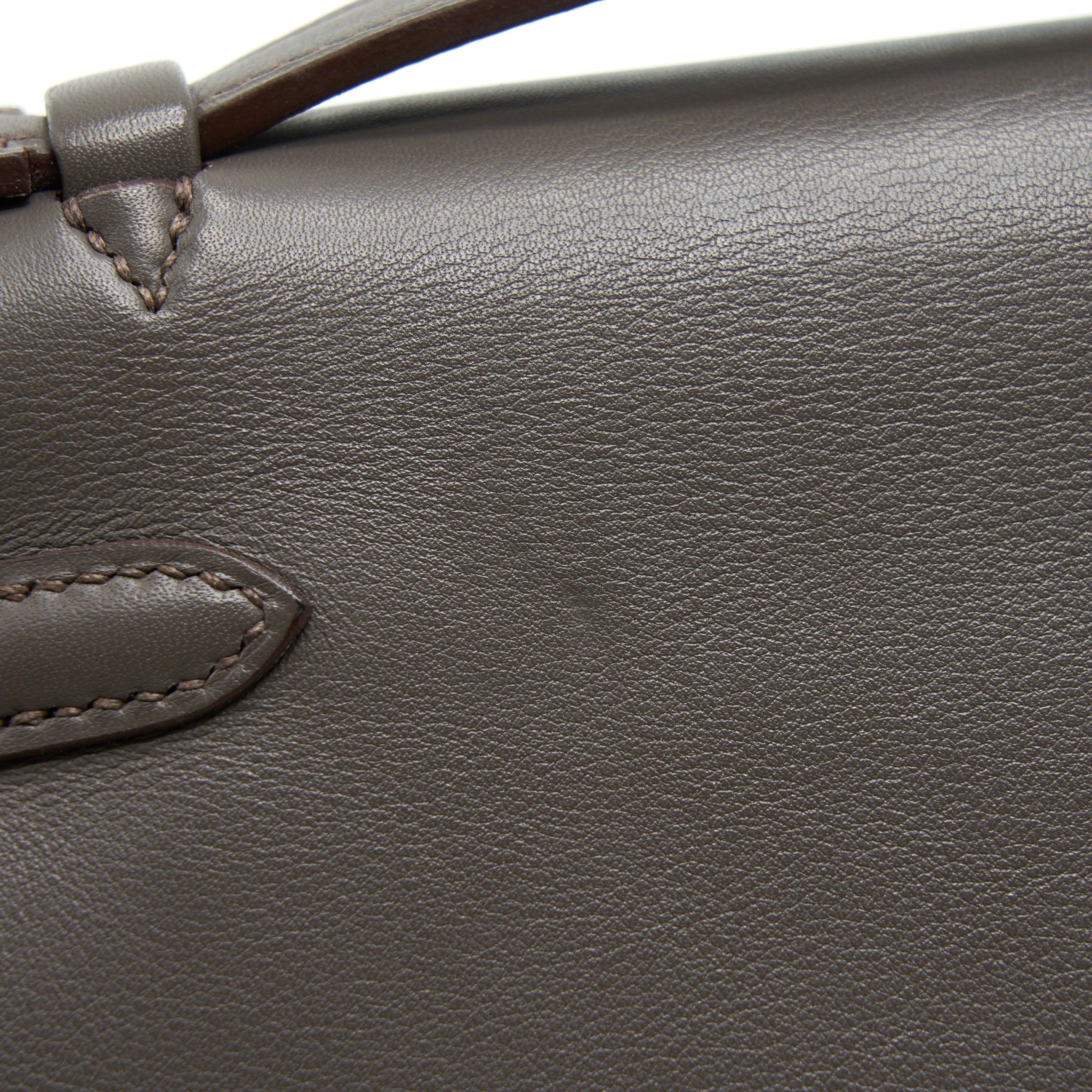 HERMES KELLY POCHETTE SWIFT 8F GRIS ETAIN GHW