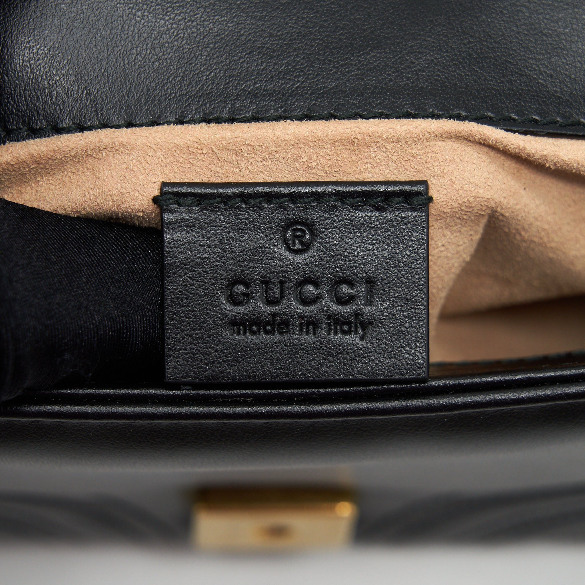 GUCCI GG MARMONT MINI TOP HANDLE BAG BLACK GHW