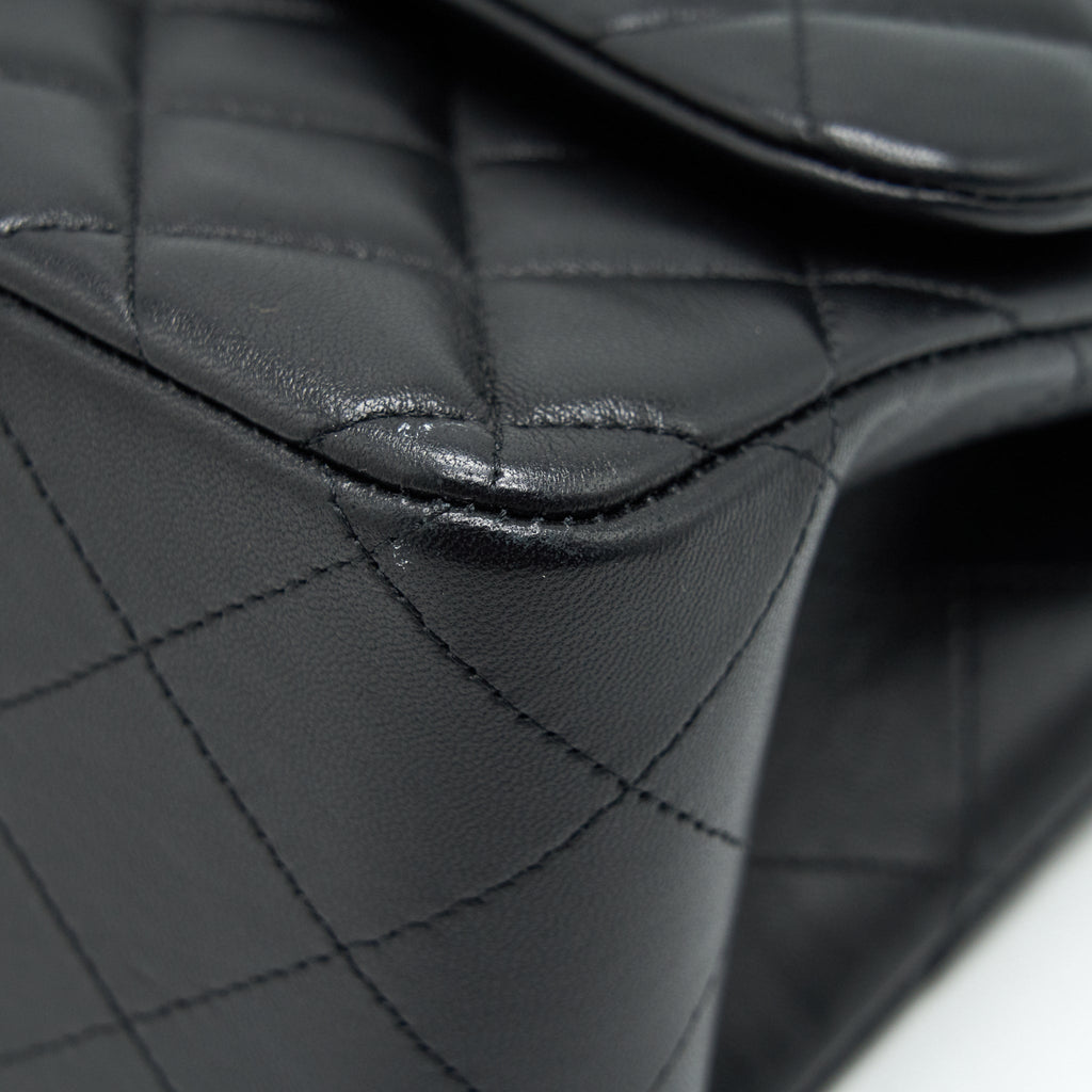CHANEL JUMBO CLASSIC DOUBLE FLAP BAG LAMBSKIN BLACK GHW