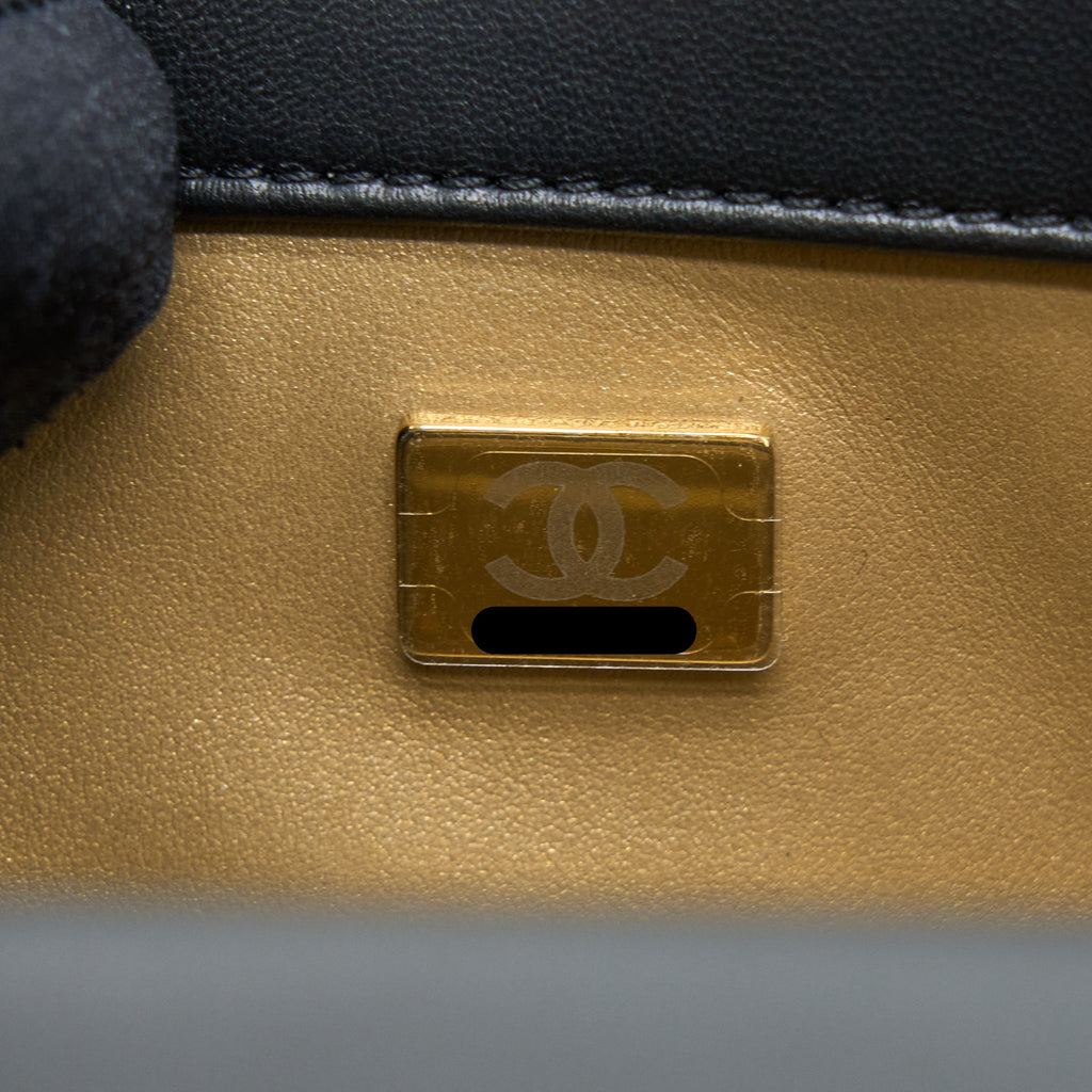 CHANEL 23C PEARL CRUSH MINI RECTANGULAR FLAP BAG LAMBSKIN BLACK BRUSHED GHW (MICROCHIP)