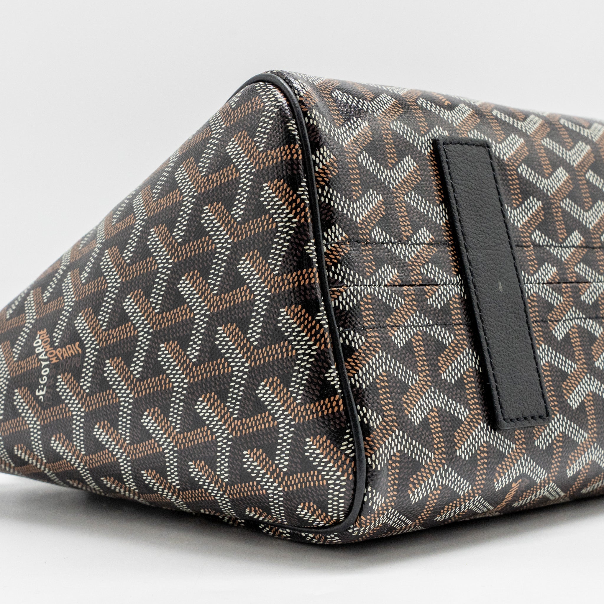 GOYARD ROUETTE TOTE BAG GOYARDLINE CANVAS/CALFSKIN BLACK SHW