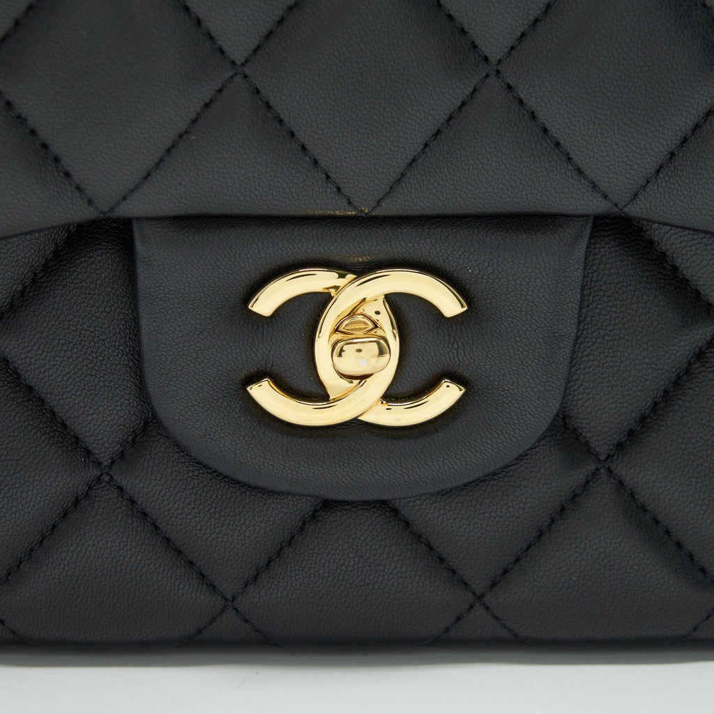 CHANEL JUMBO CLASSIC DOUBLE FLAP BAG LAMBSKIN BLACK GHW