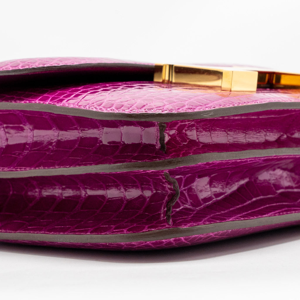 HERMES MINI CONSTANCE SHINY ALLIGATOR MISSIPPIENS J5 ROSE SHEHERARADEZ GHW
