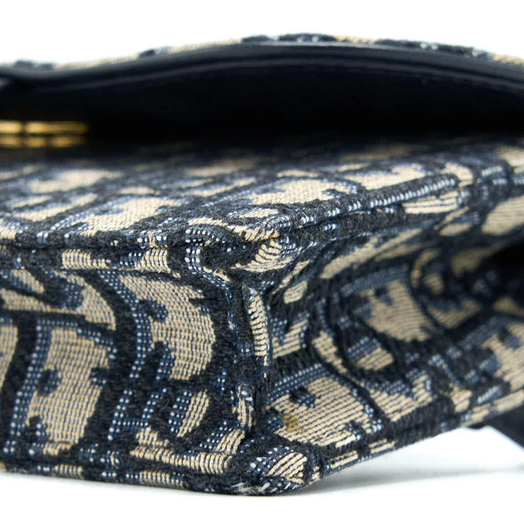 DIOR SADDLE BELT POUCH BLUE OBLIQUE JACQUARD GHW