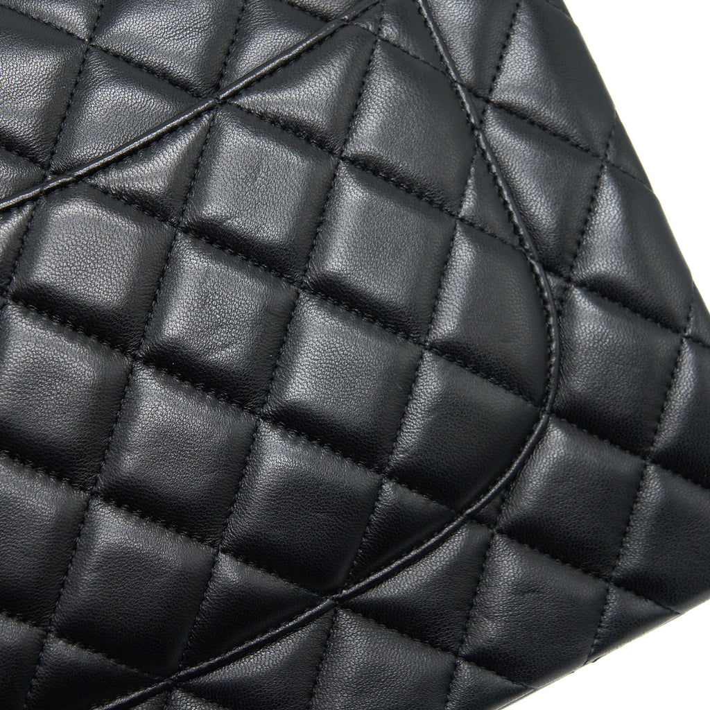 CHANEL JUMBO CLASSIC DOUBLE FLAP BAG LAMBSKIN BLACK GHW