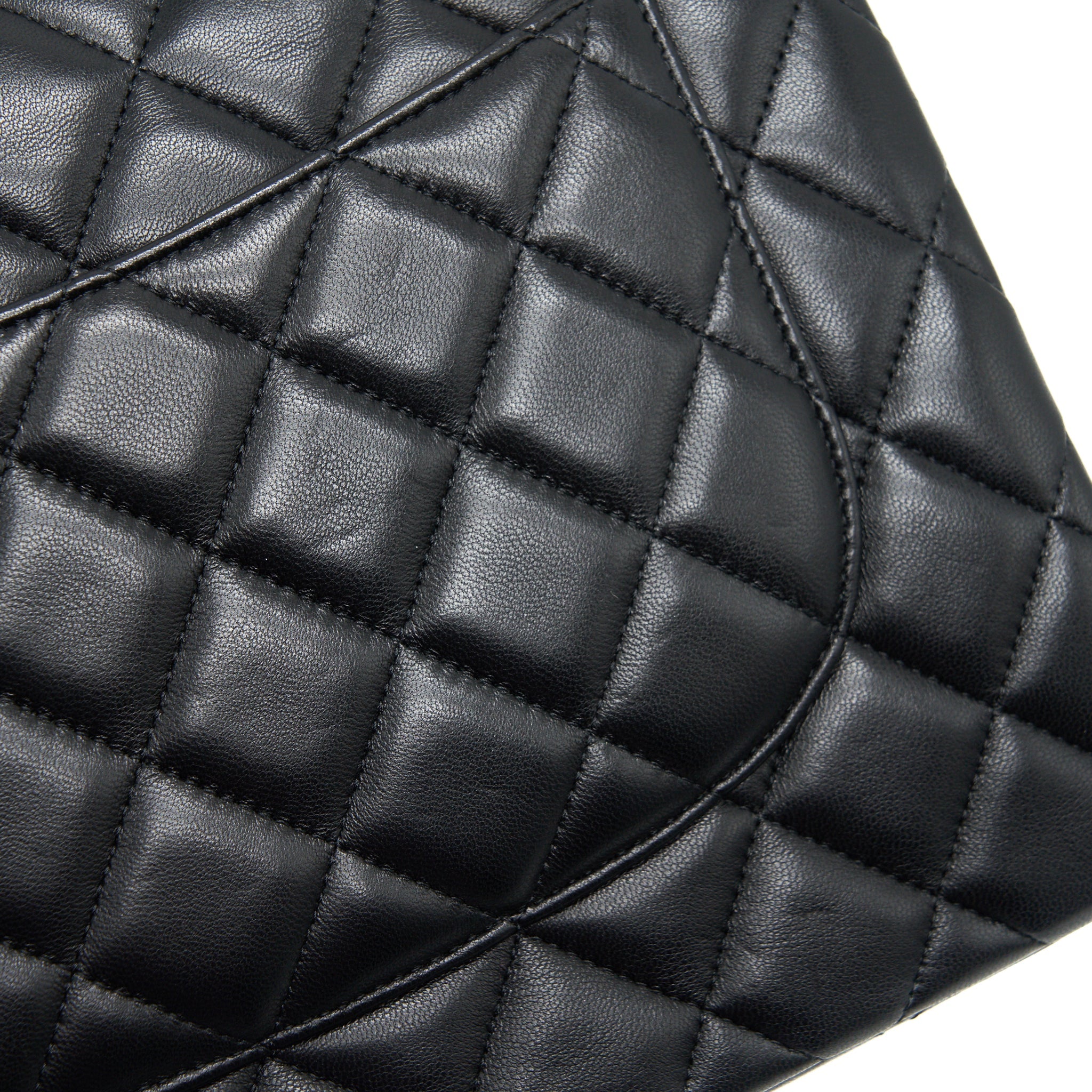 CHANEL JUMBO CLASSIC DOUBLE FLAP BAG LAMBSKIN BLACK GHW